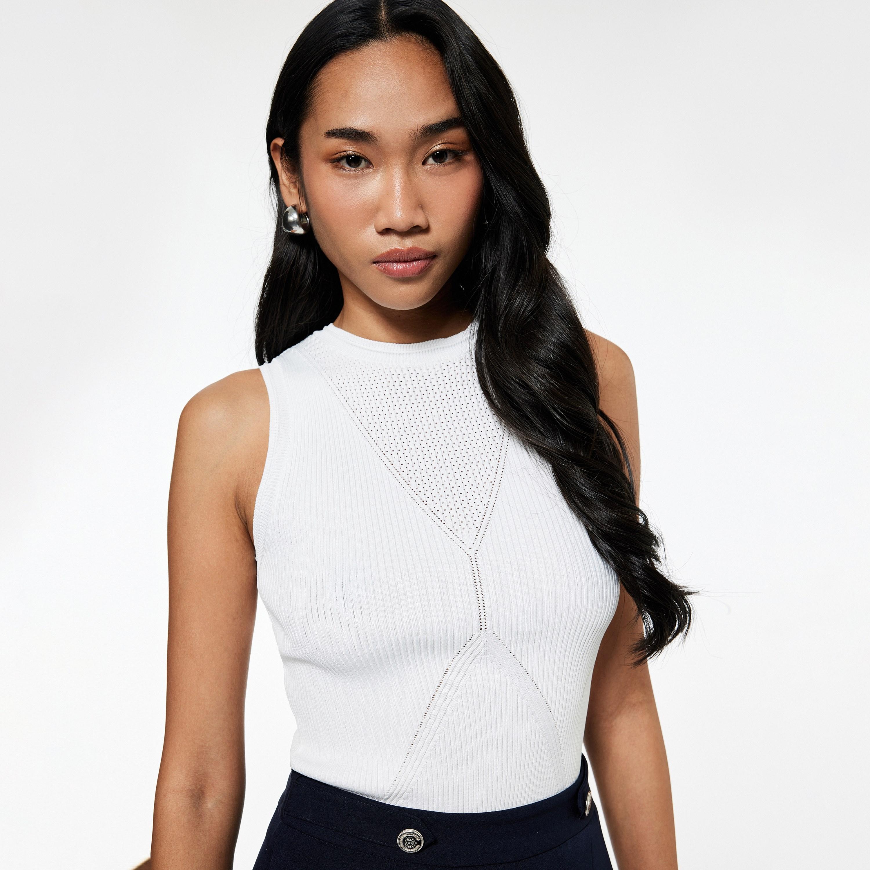 KOTON White Ribbed Women's Tank Top-women-clothing-shirtsandblouses-blouses-image-3