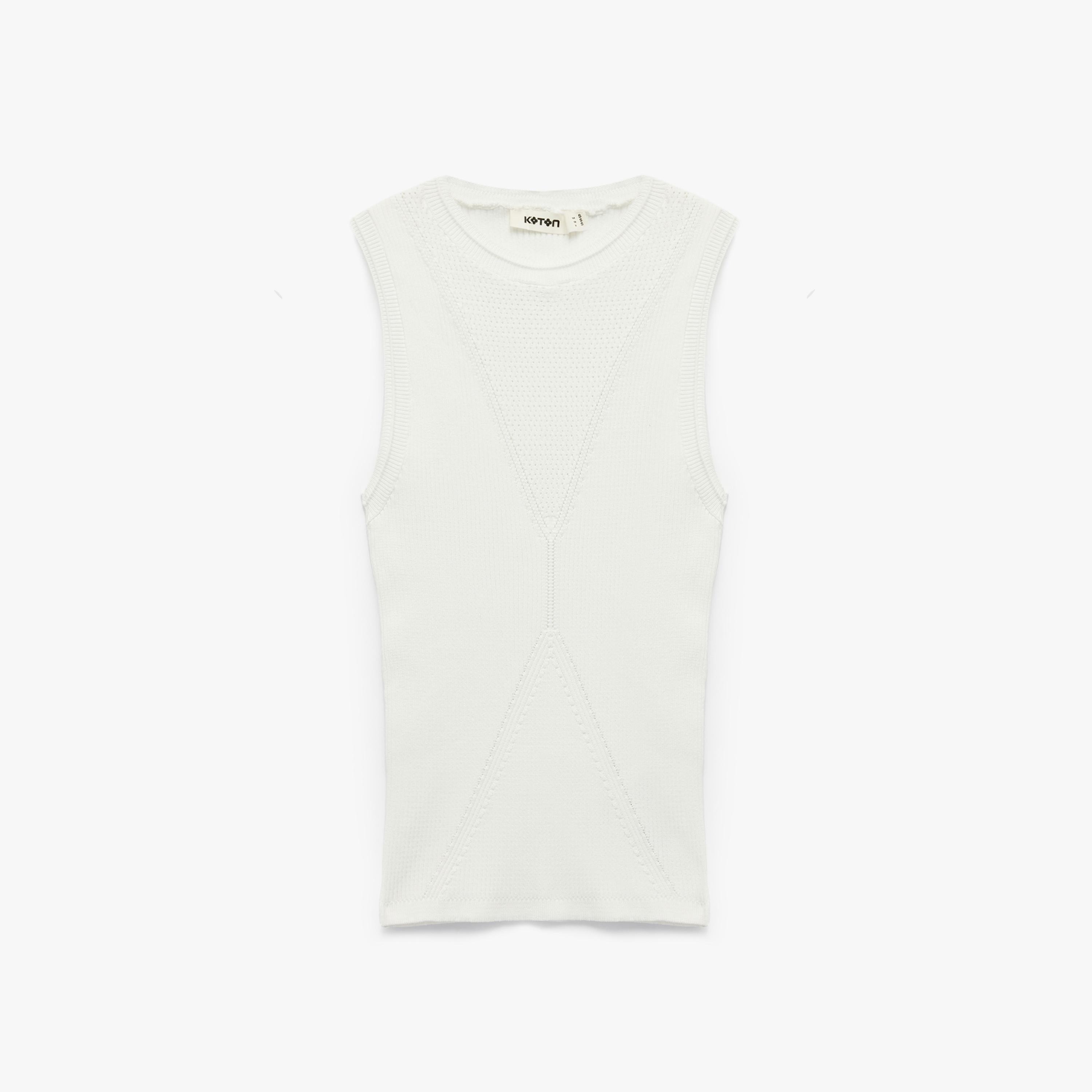 KOTON White Ribbed Women's Tank Top-women-clothing-shirtsandblouses-blouses-image-4