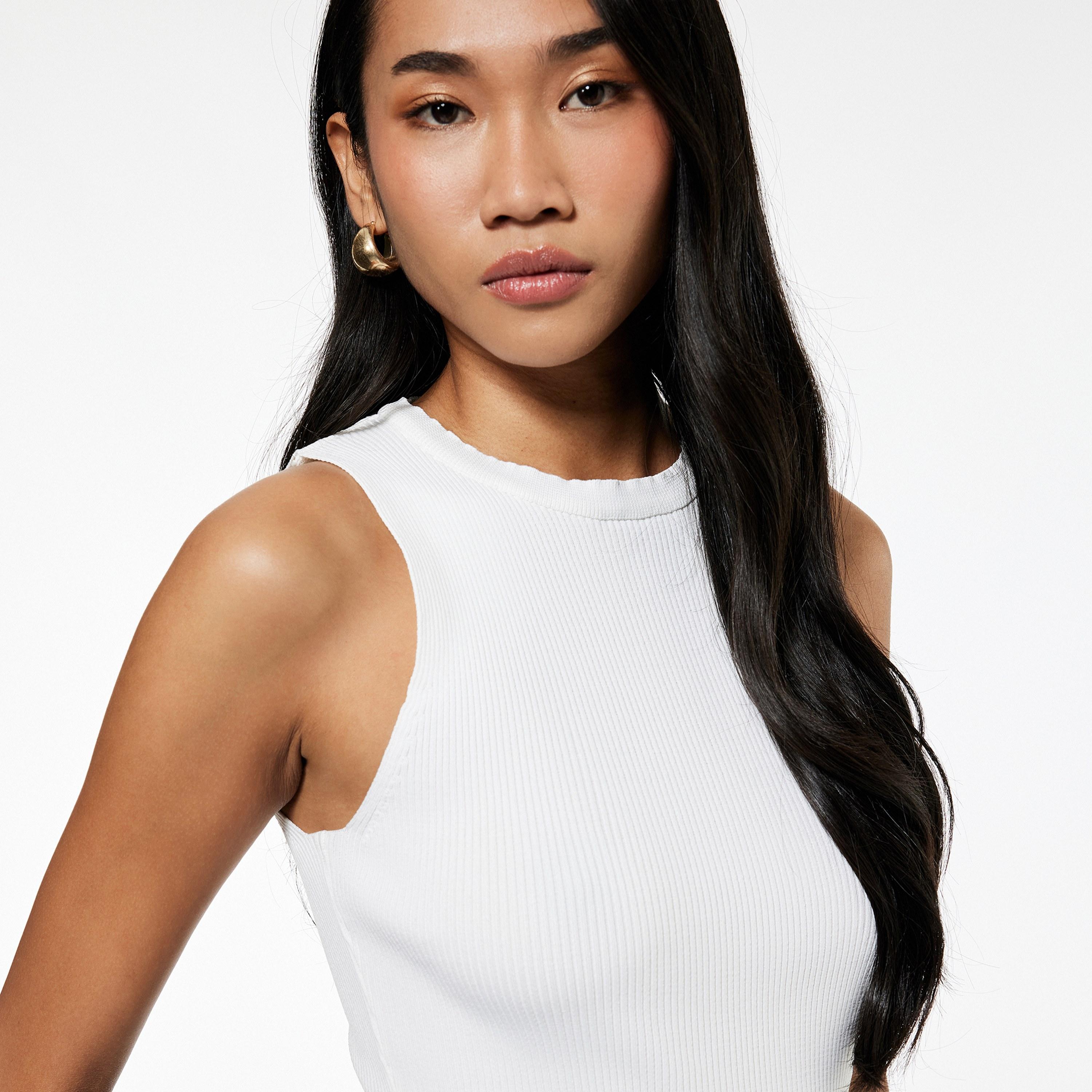 KOTON White Ribbed Women's Tank Top-women-clothing-shirtsandblouses-blouses-image-3
