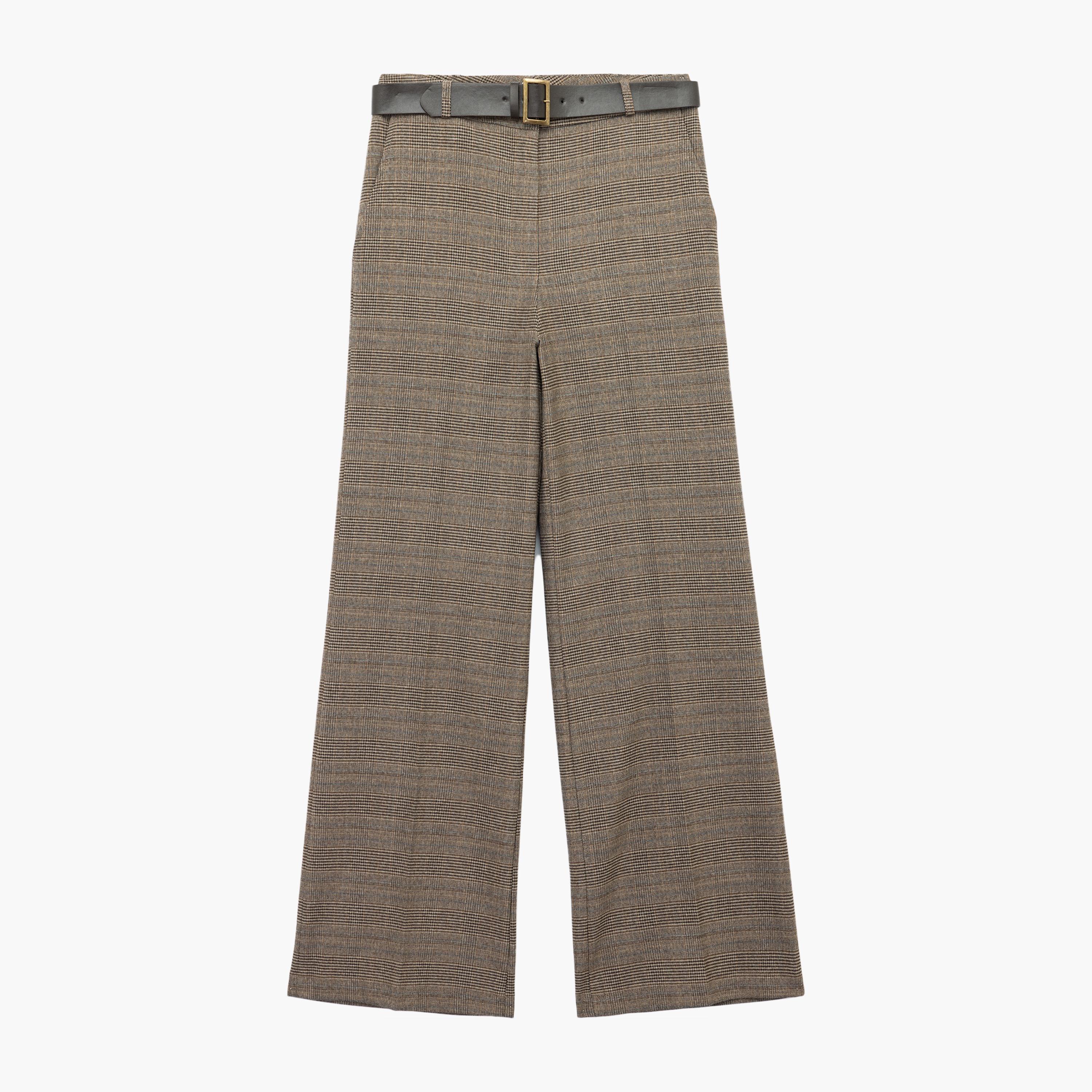 KOTON Brown Checked Women's Trousers-women-clothing-bottoms-trousers-image-3