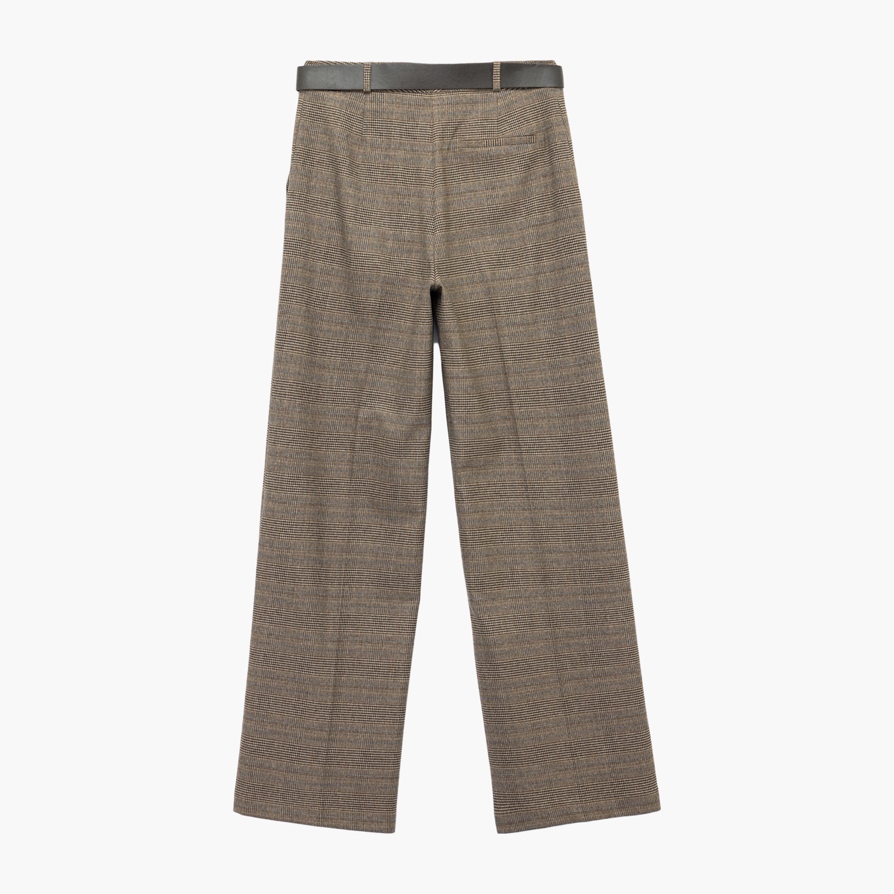 KOTON Brown Checked Women's Trousers-women-clothing-bottoms-trousers-image-4