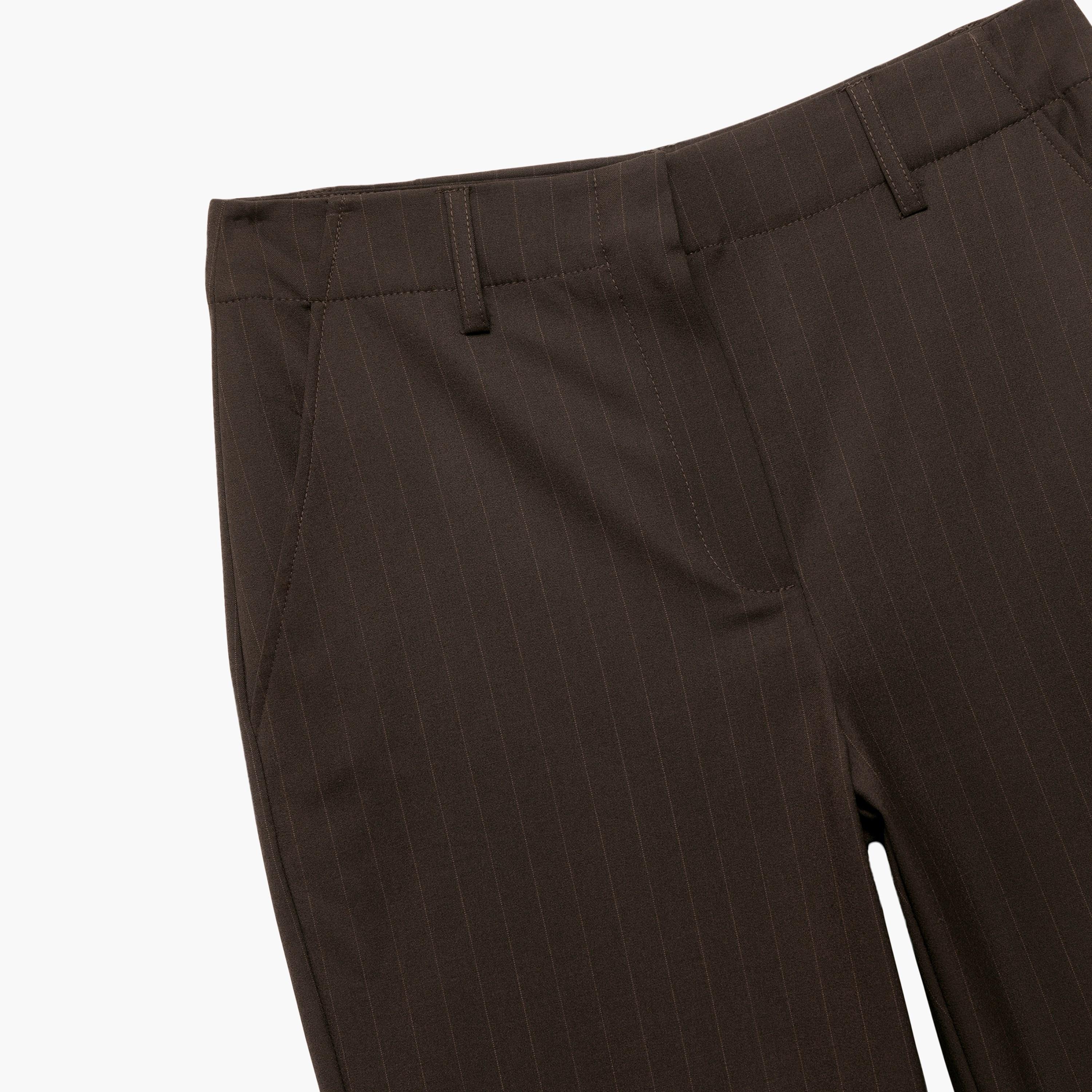 بنطلون نسائي بني مخطط بخطاف وشريط من كوتون-women-clothing-bottoms-trousers-image-5