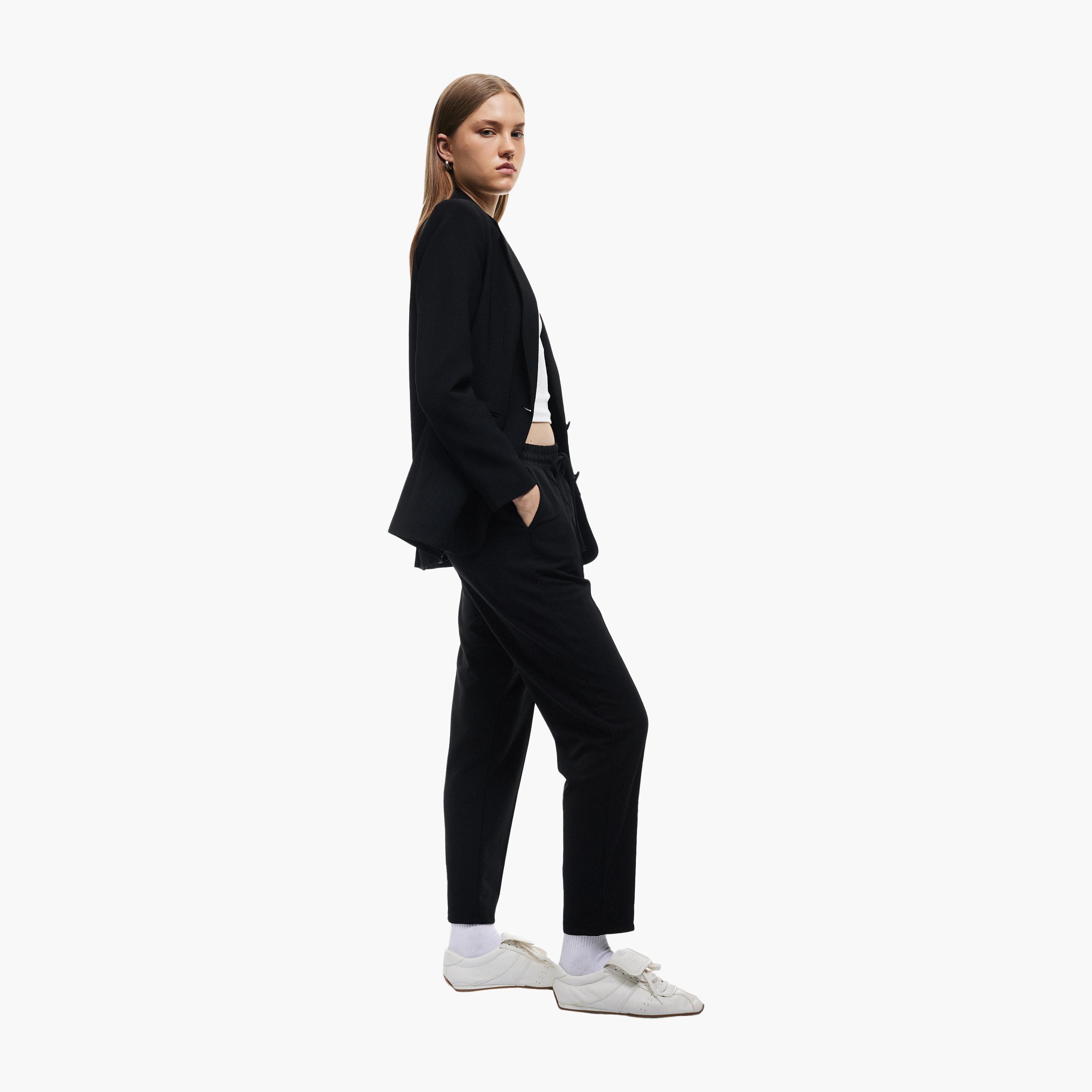 KOTON Black Drawstring Waist Women's Trousers-women-clothing-bottoms-trousers-image-2
