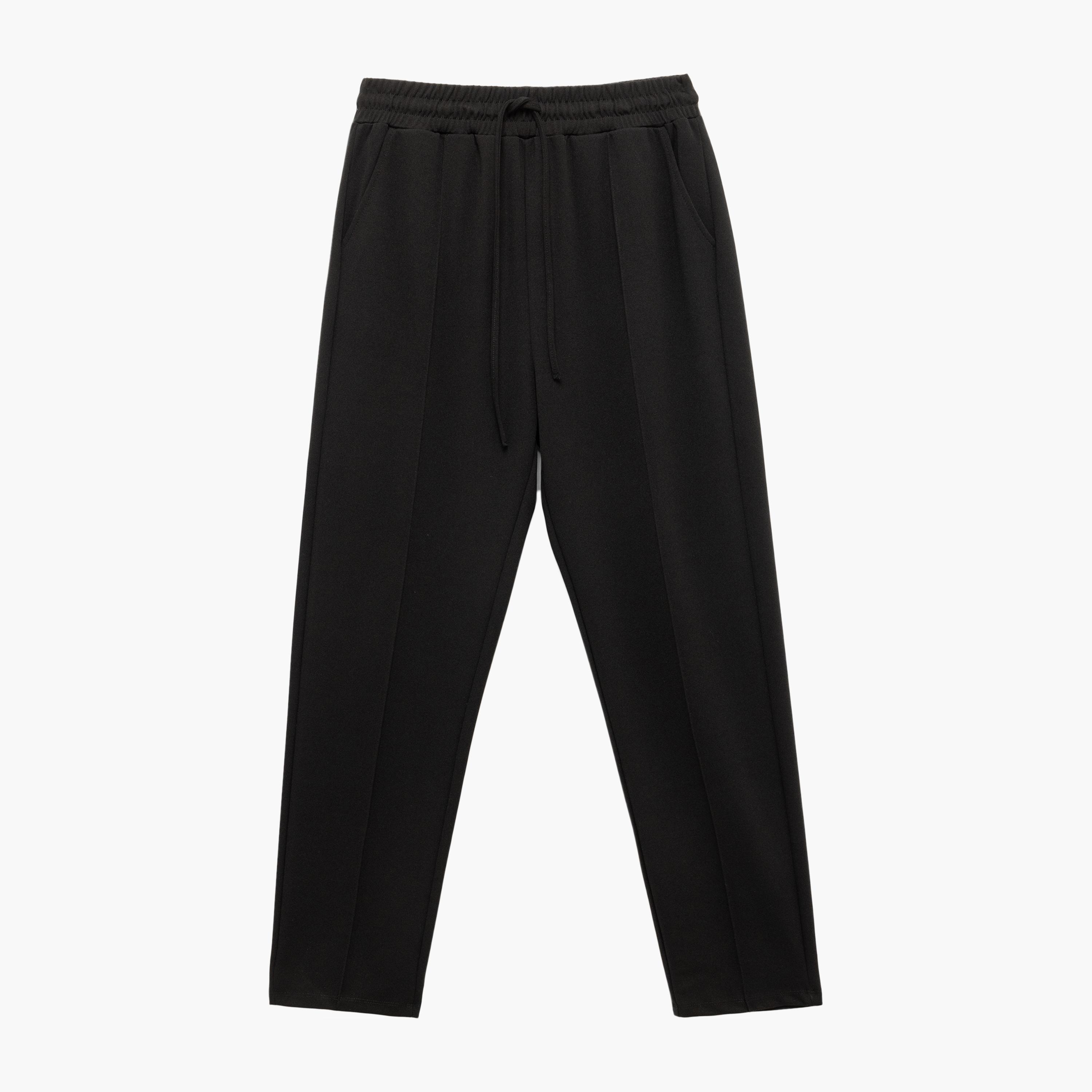KOTON Black Drawstring Waist Women's Trousers-women-clothing-bottoms-trousers-image-3