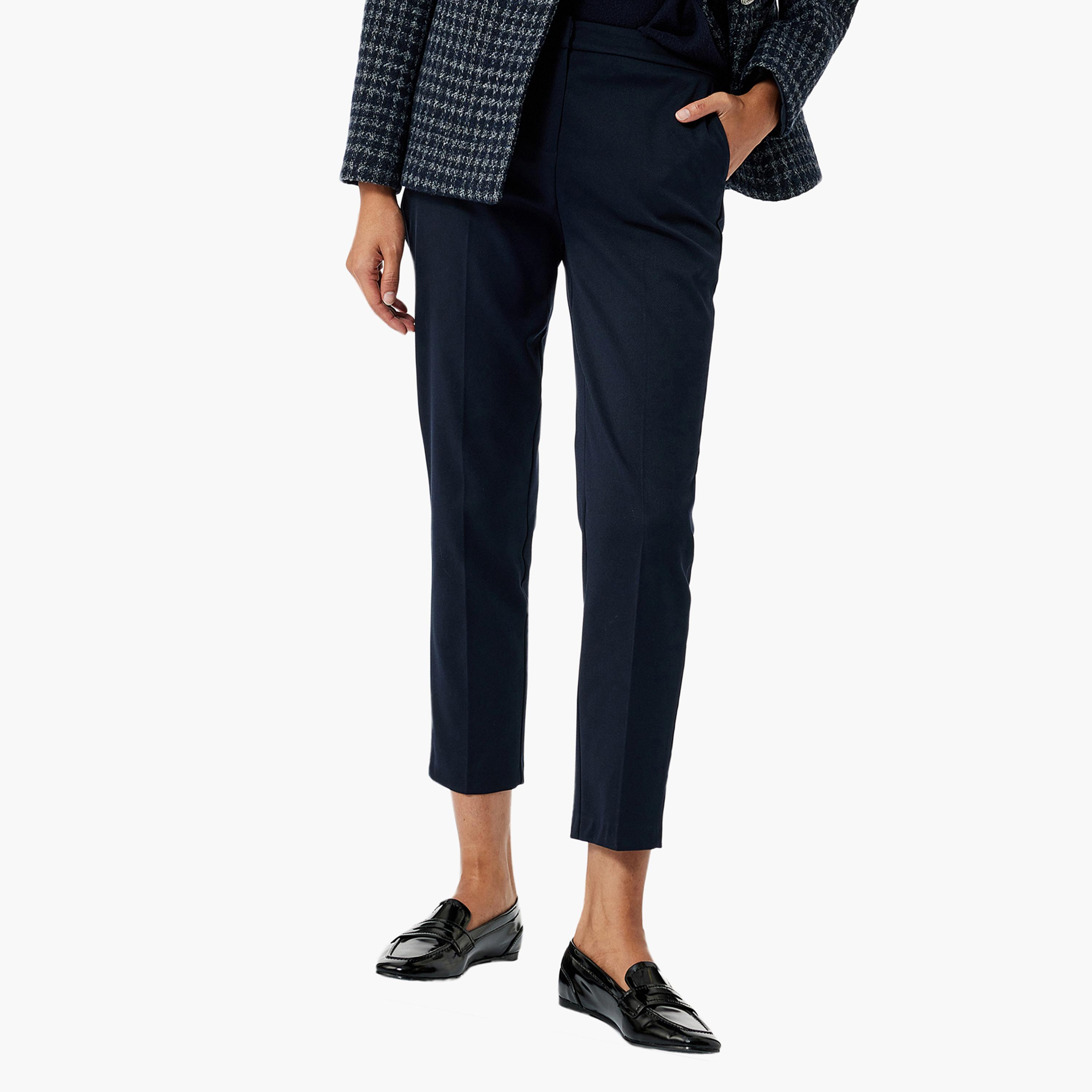 KOTON Blue Hook and Bar Women's Trousers-women-clothing-bottoms-trousers-image-1