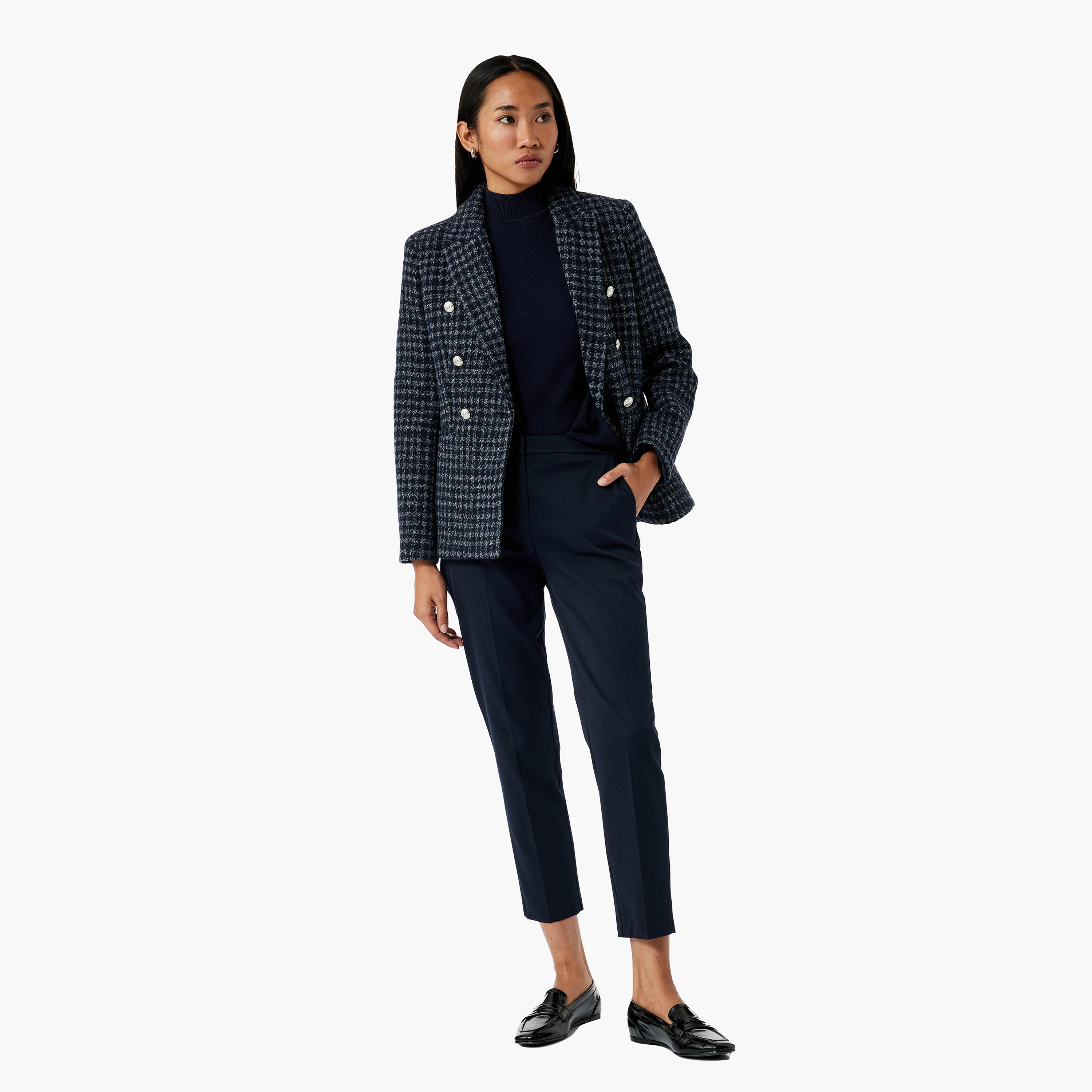 KOTON Blue Hook and Bar Women's Trousers-women-clothing-bottoms-trousers-image-2