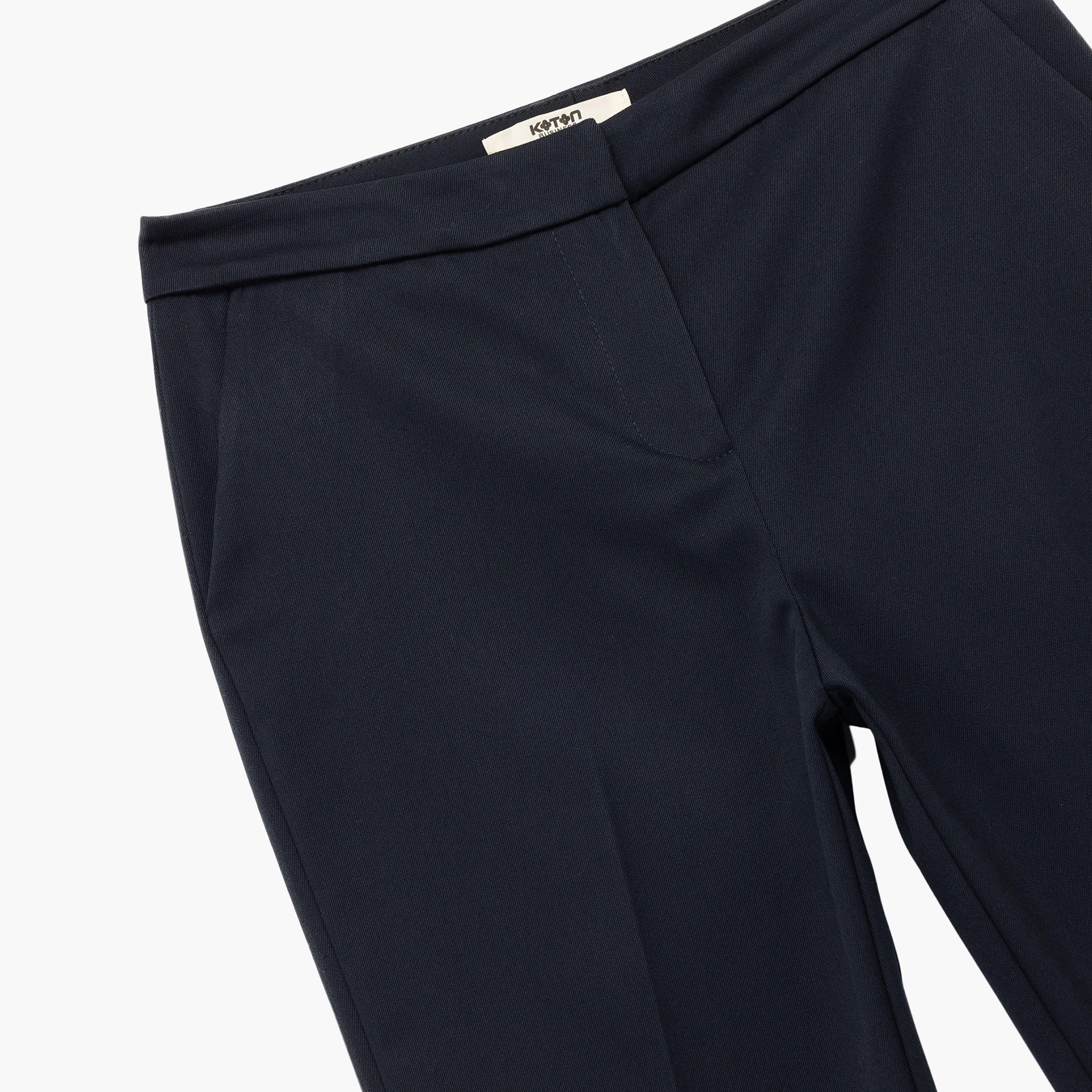 KOTON Blue Hook and Bar Women's Trousers-women-clothing-bottoms-trousers-image-4