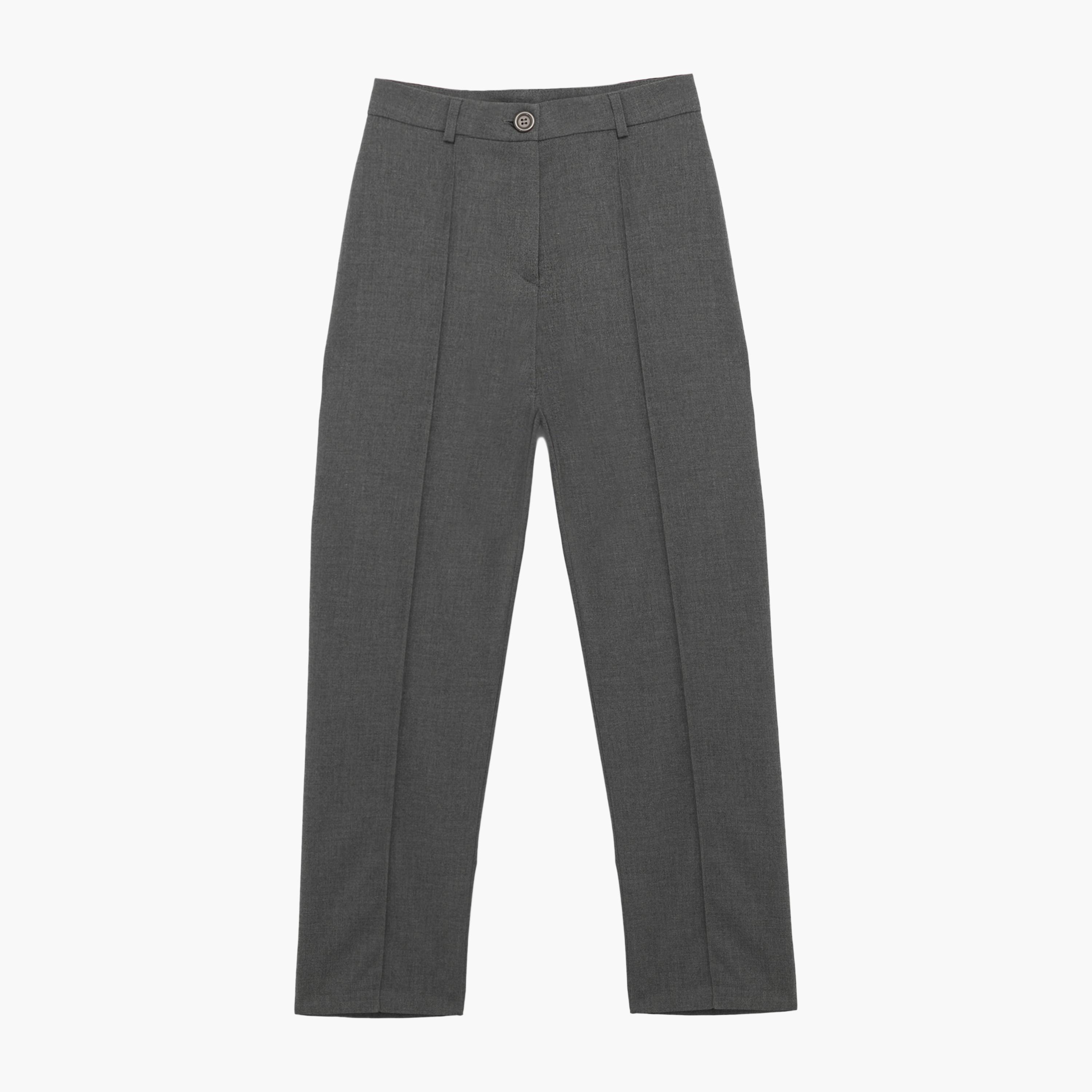 KOTON Grey Striped Zip Fly Women's Trousers-women-clothing-bottoms-trousers-image-3