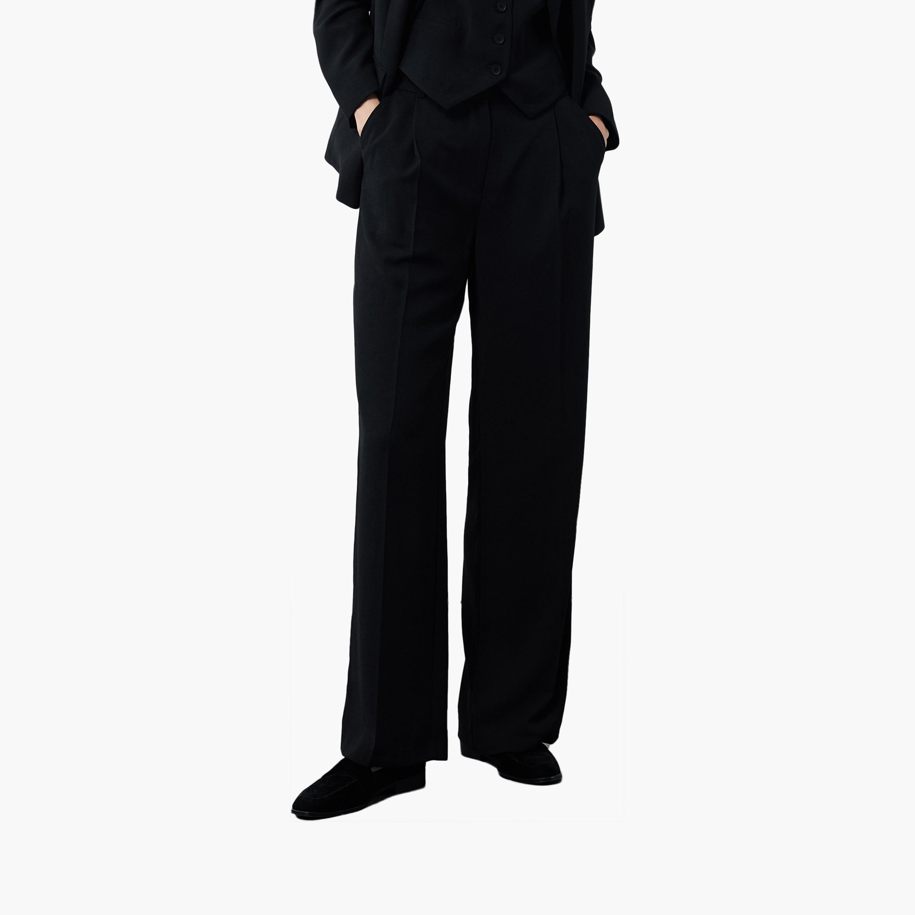 KOTON Black Zip Fly Women's Trousers-women-clothing-bottoms-trousers-image-1