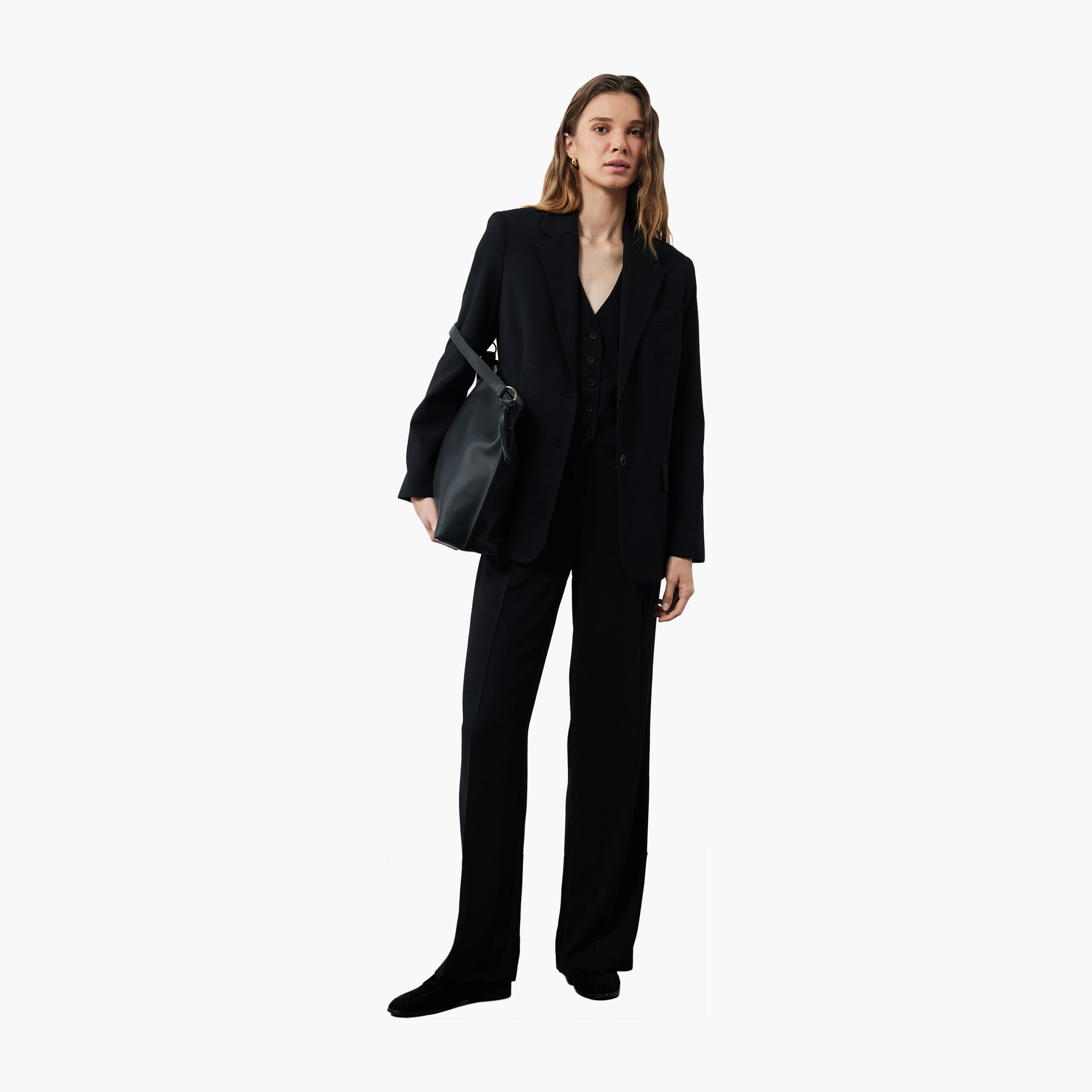 KOTON Black Zip Fly Women's Trousers-women-clothing-bottoms-trousers-image-2