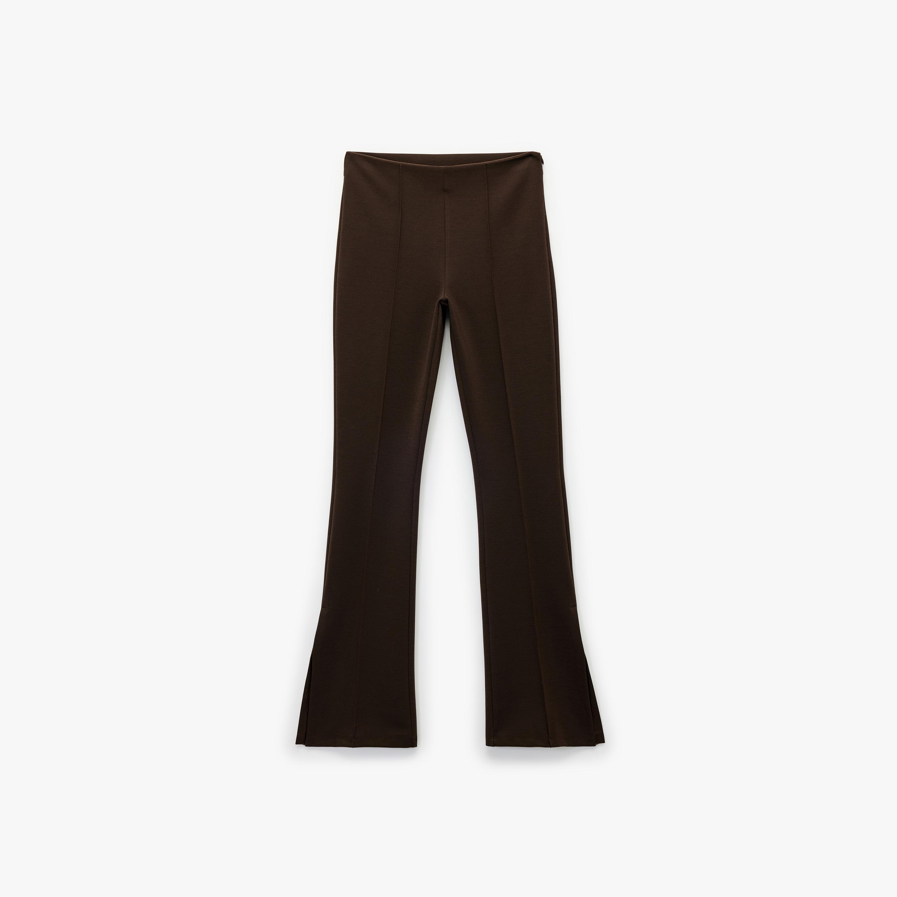 KOTON Brown Seam Detail Zip Fly Bootcut Women's Trousers-women-clothing-bottoms-trousers-image-4
