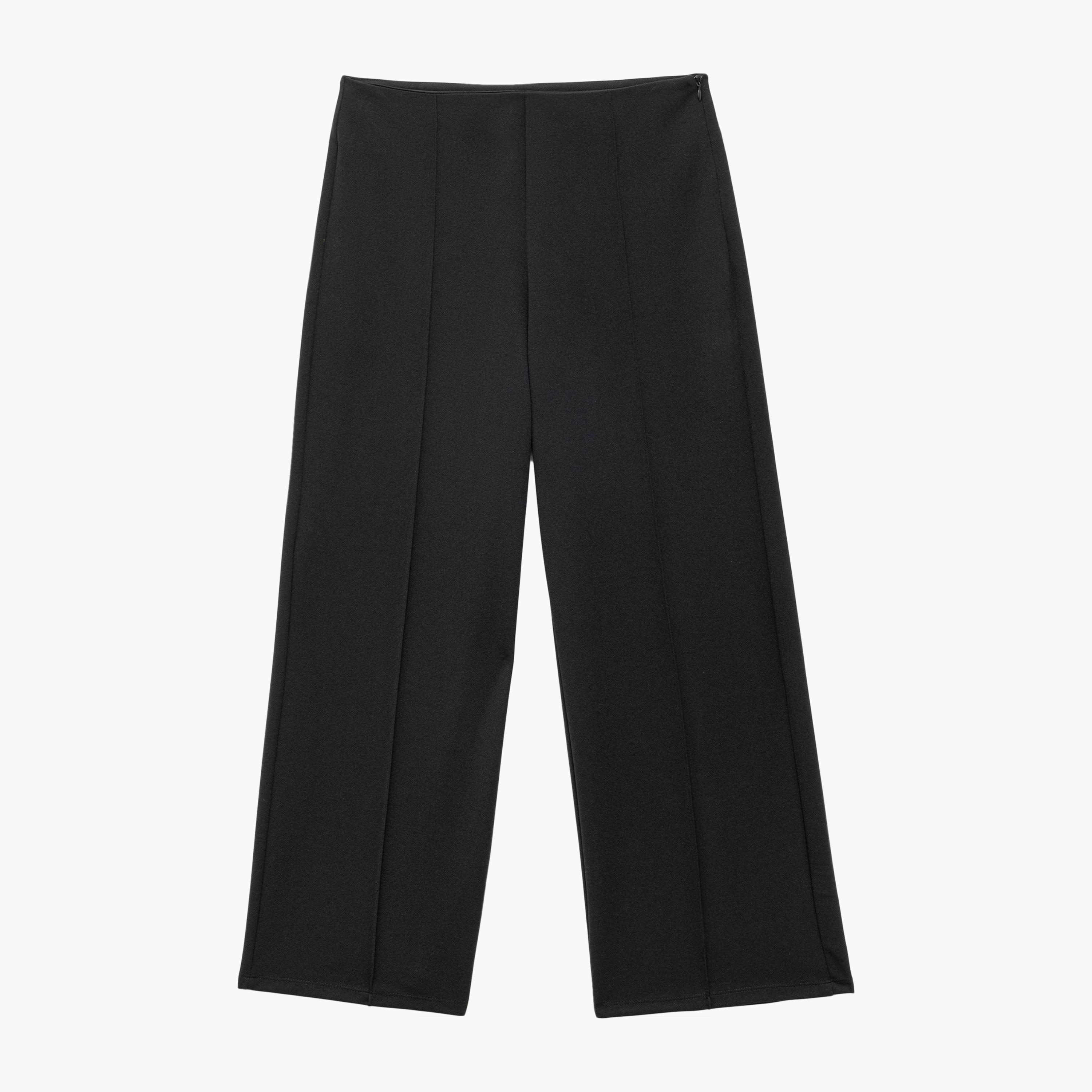 بنطلون نسائي أسود بسحاب مخفي من كوتون-women-clothing-bottoms-trousers-image-3