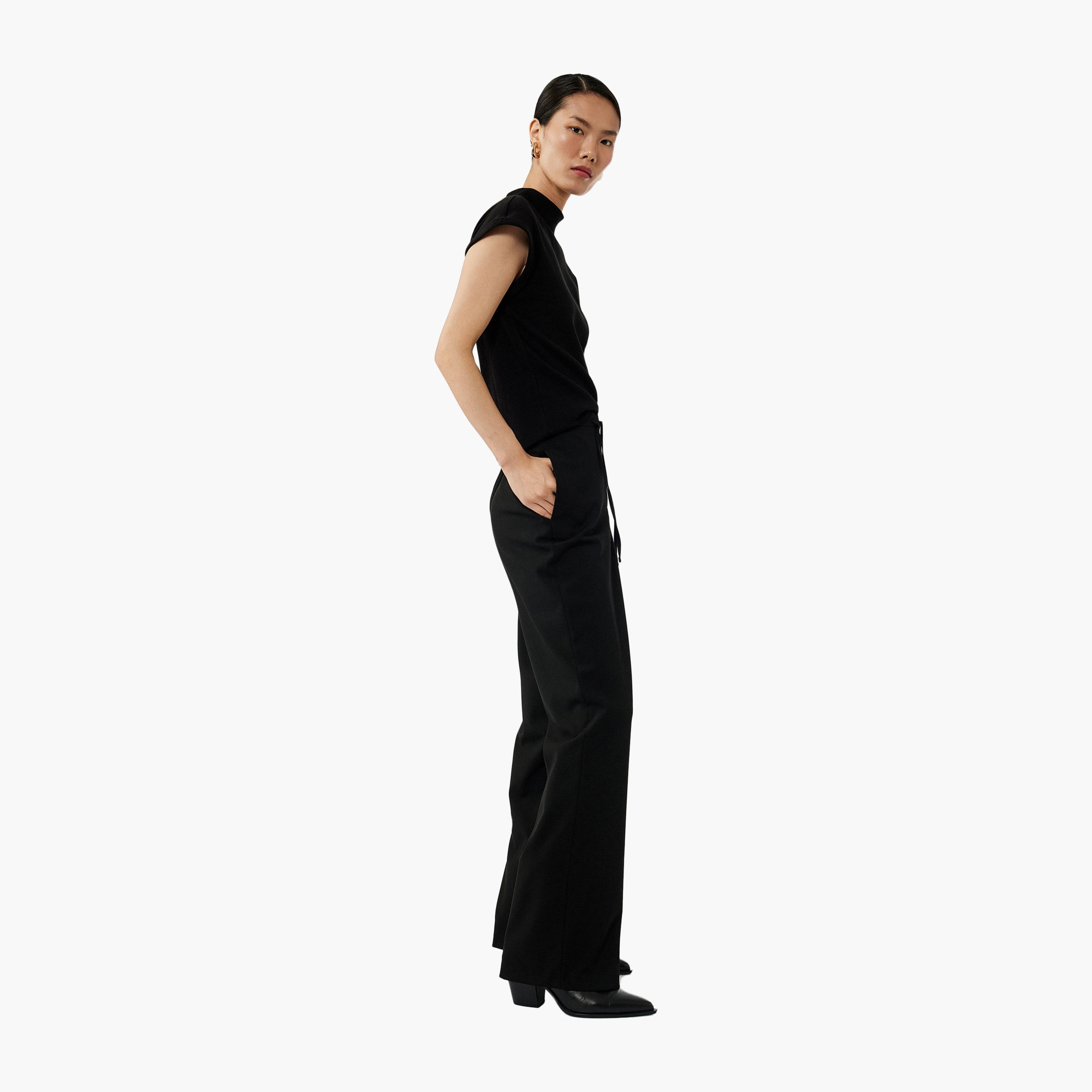 KOTON Black Drawstring Waist Women's Trousers-women-clothing-bottoms-trousers-image-2