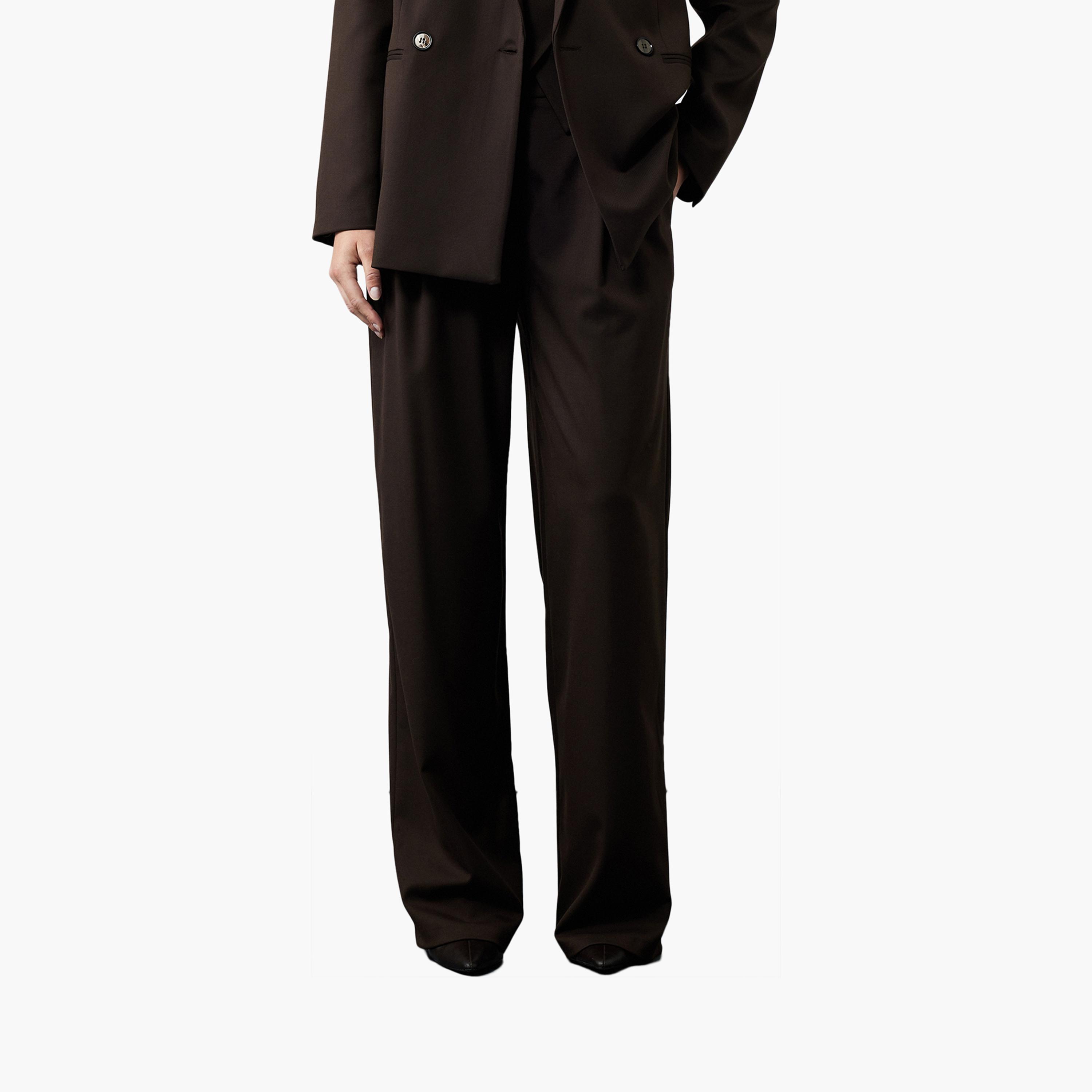 KOTON Brown Hook and Bar Women's Trousers-women-clothing-bottoms-trousers-image-1