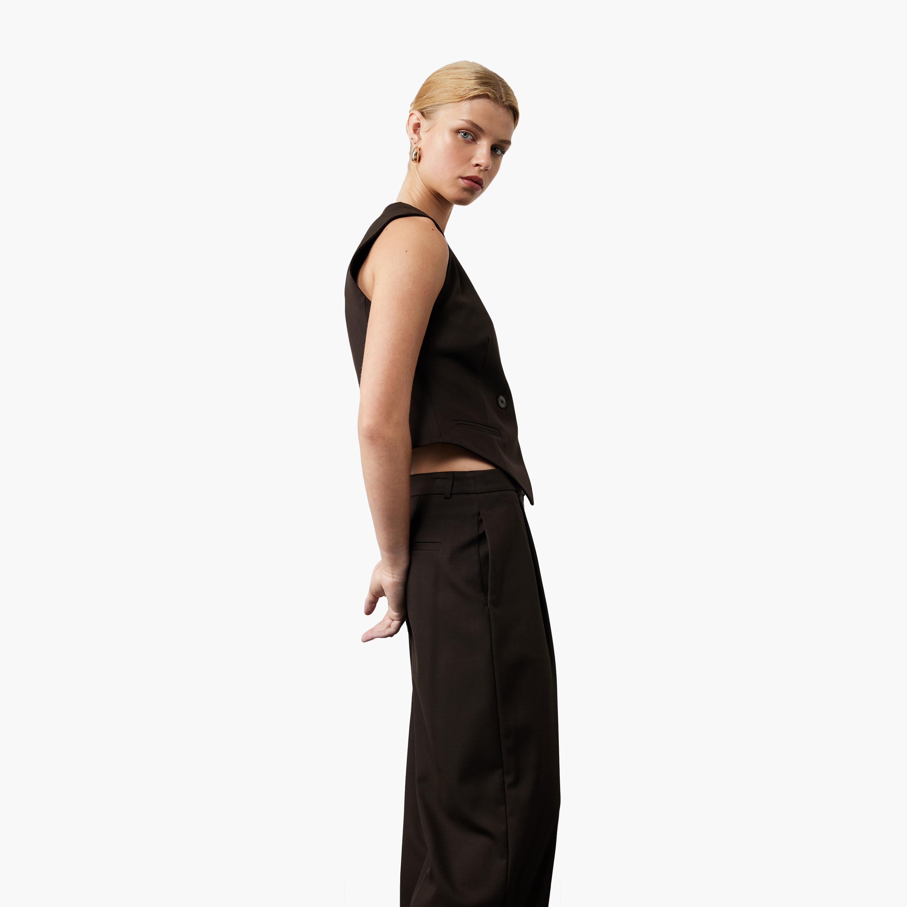 KOTON Brown Hook and Bar Women's Trousers-women-clothing-bottoms-trousers-image-3