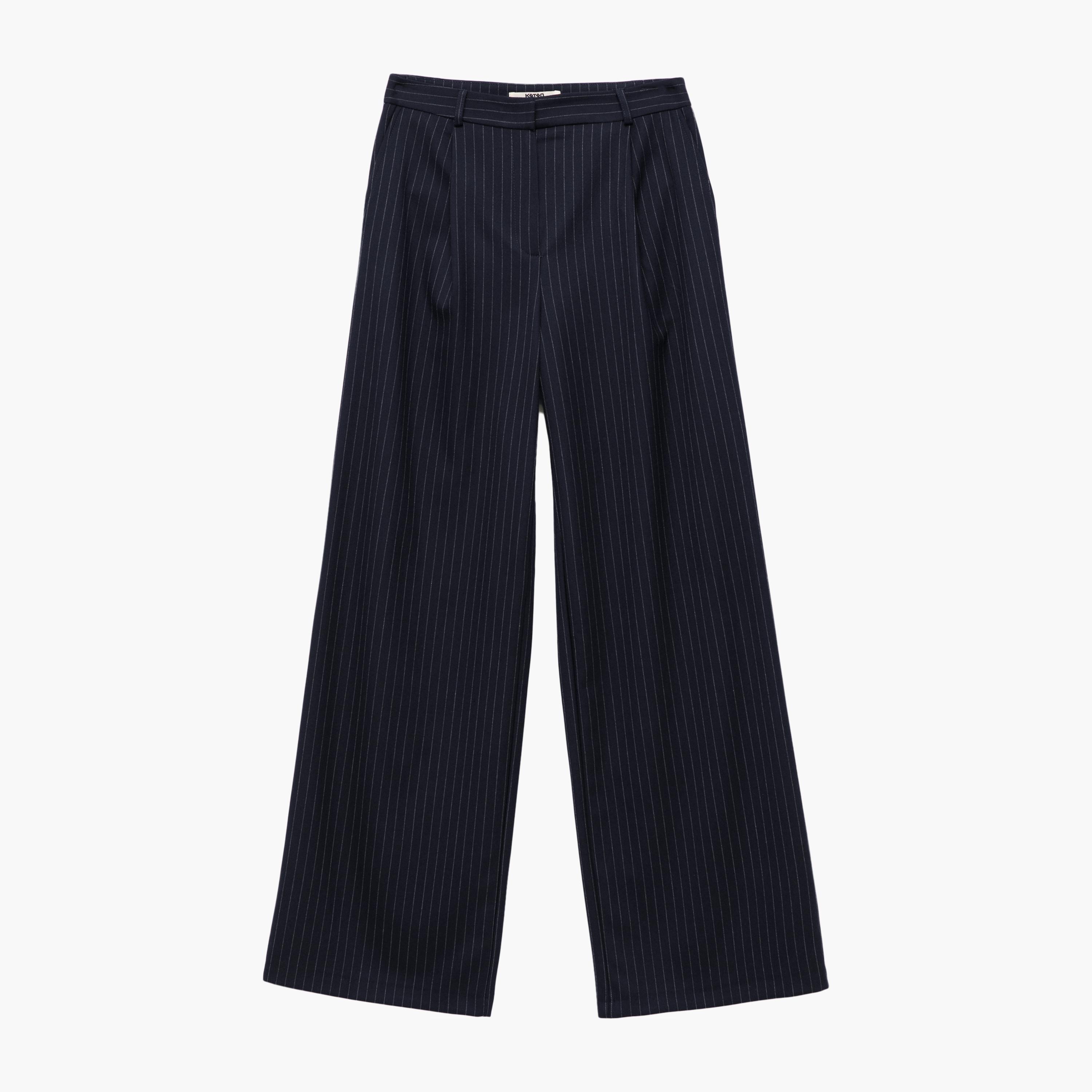KOTON Blue Striped Women's Trousers-women-clothing-bottoms-trousers-image-3