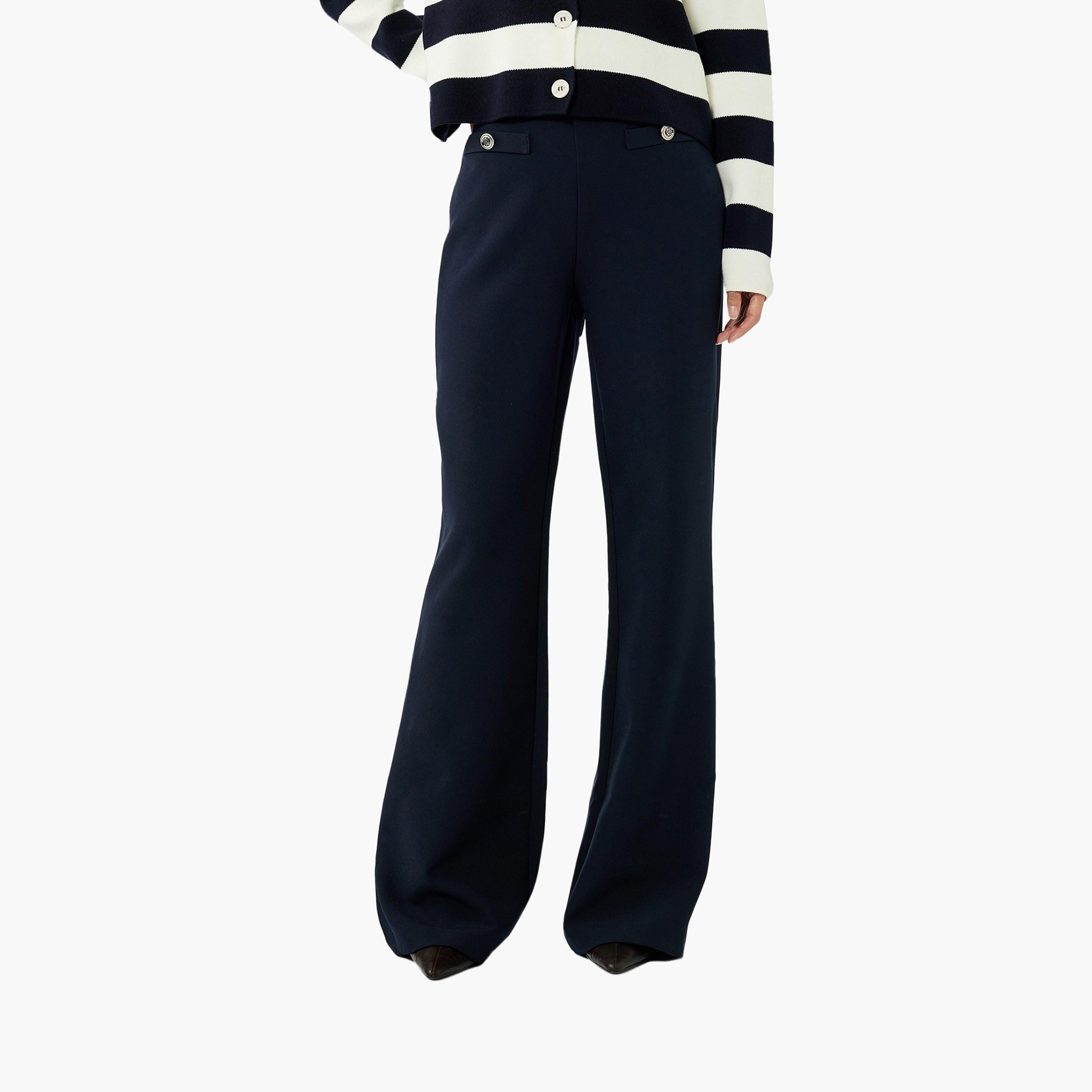 KOTON Blue Concealed Zip Women's Trousers-women-clothing-bottoms-trousers-image-1
