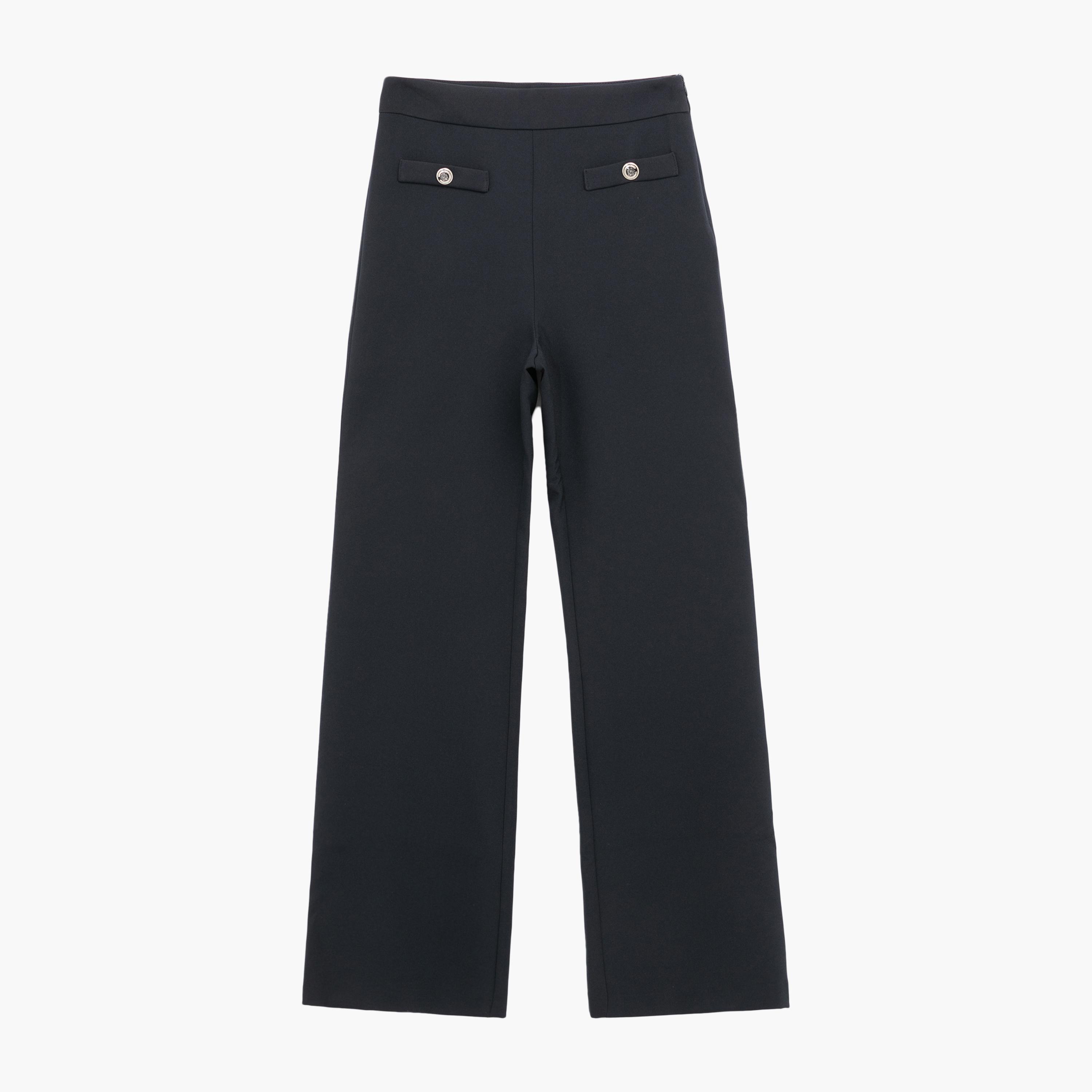 KOTON Blue Concealed Zip Women's Trousers-women-clothing-bottoms-trousers-image-3