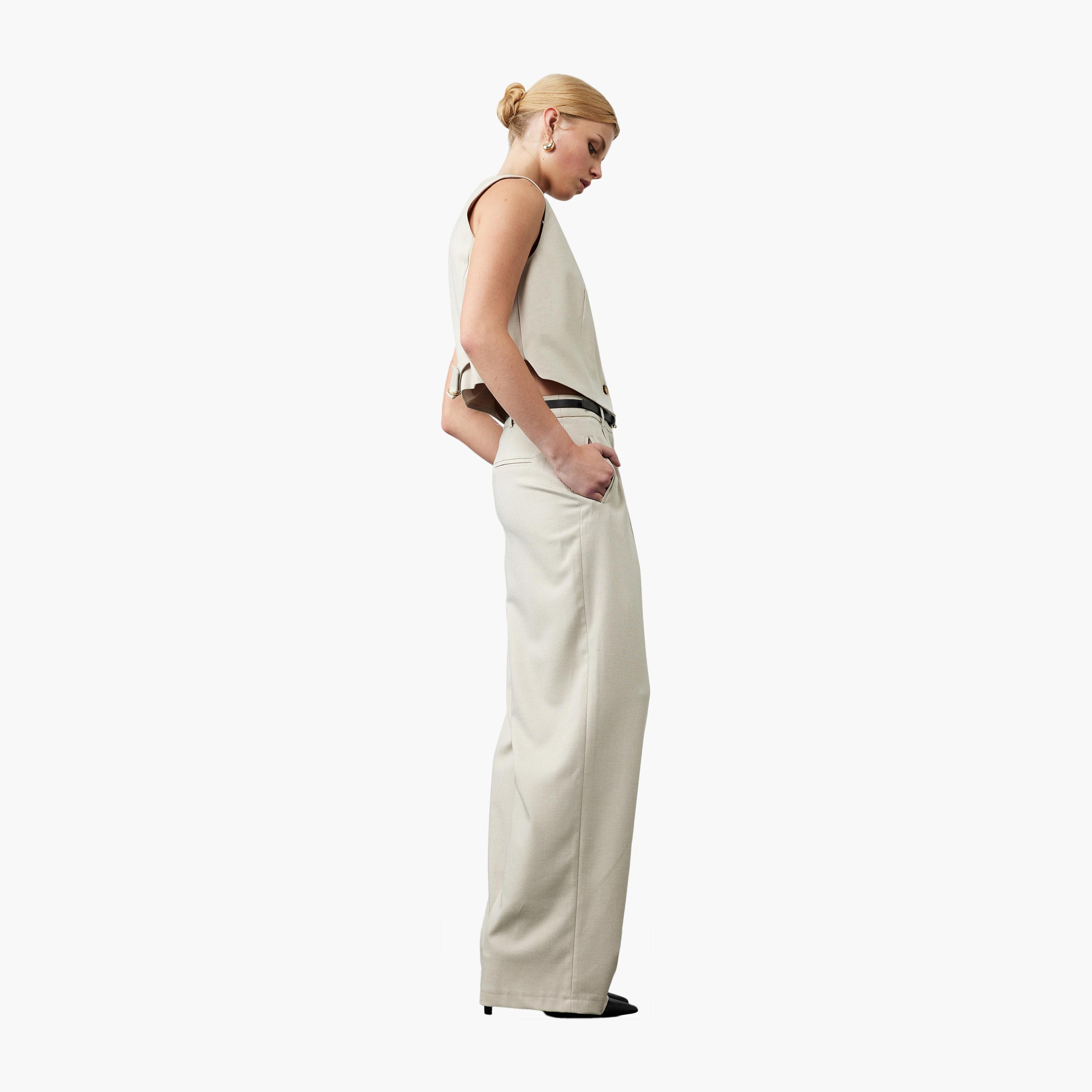 بنطلون نسائي بيج من كوتون-women-clothing-bottoms-trousers-image-2