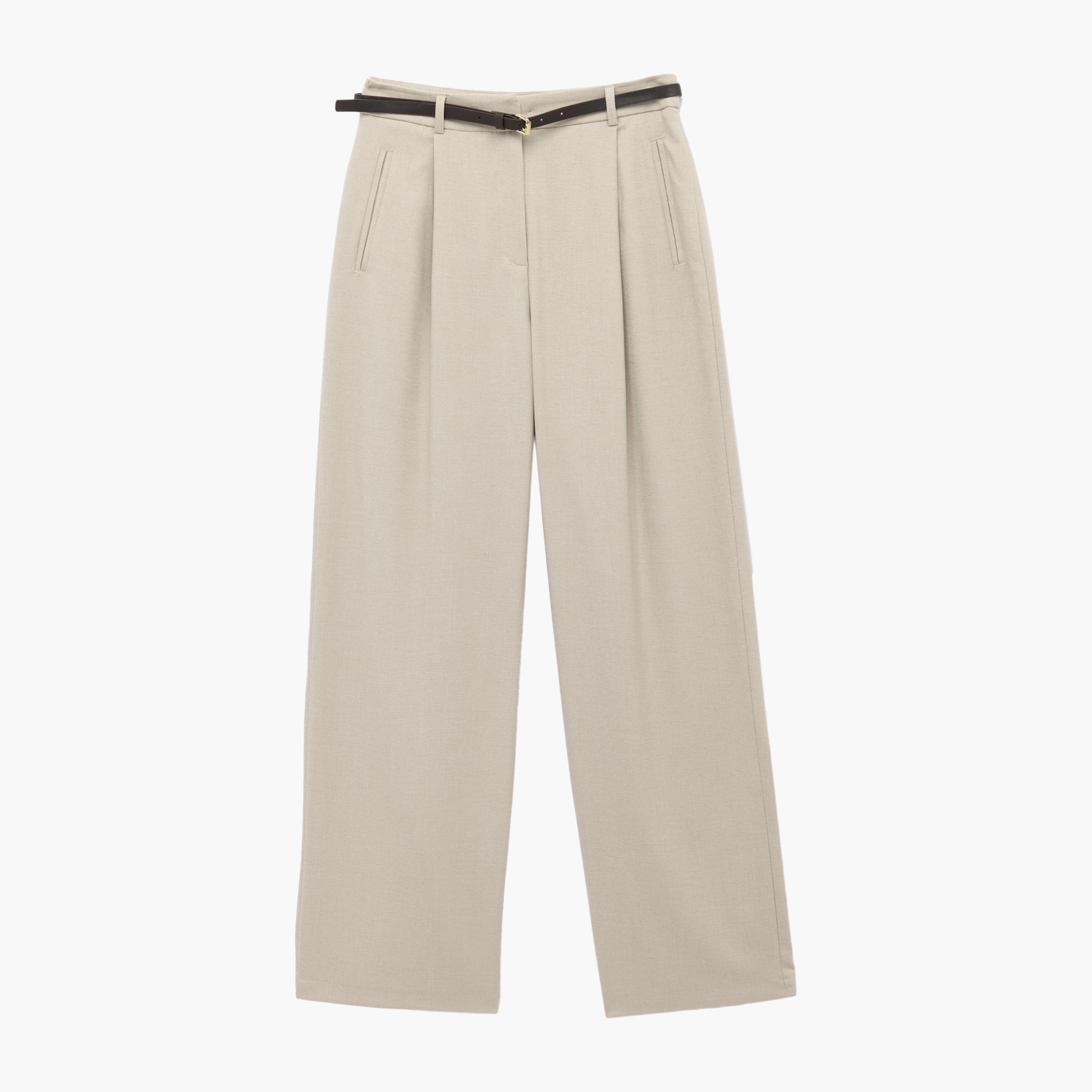 بنطلون نسائي بيج من كوتون-women-clothing-bottoms-trousers-image-3