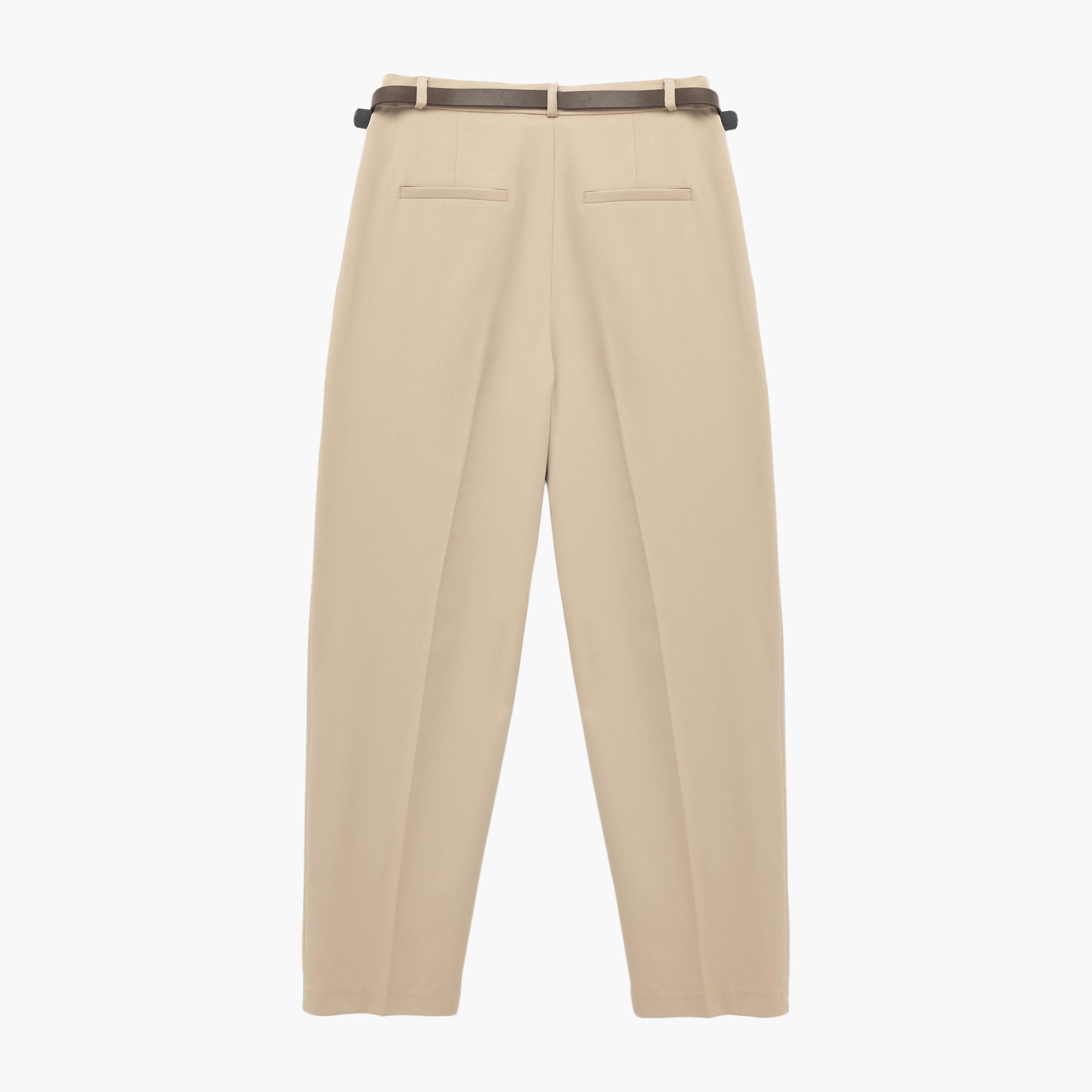 KOTON Beige Zip Fly Women's Trousers-women-clothing-bottoms-trousers-image-4