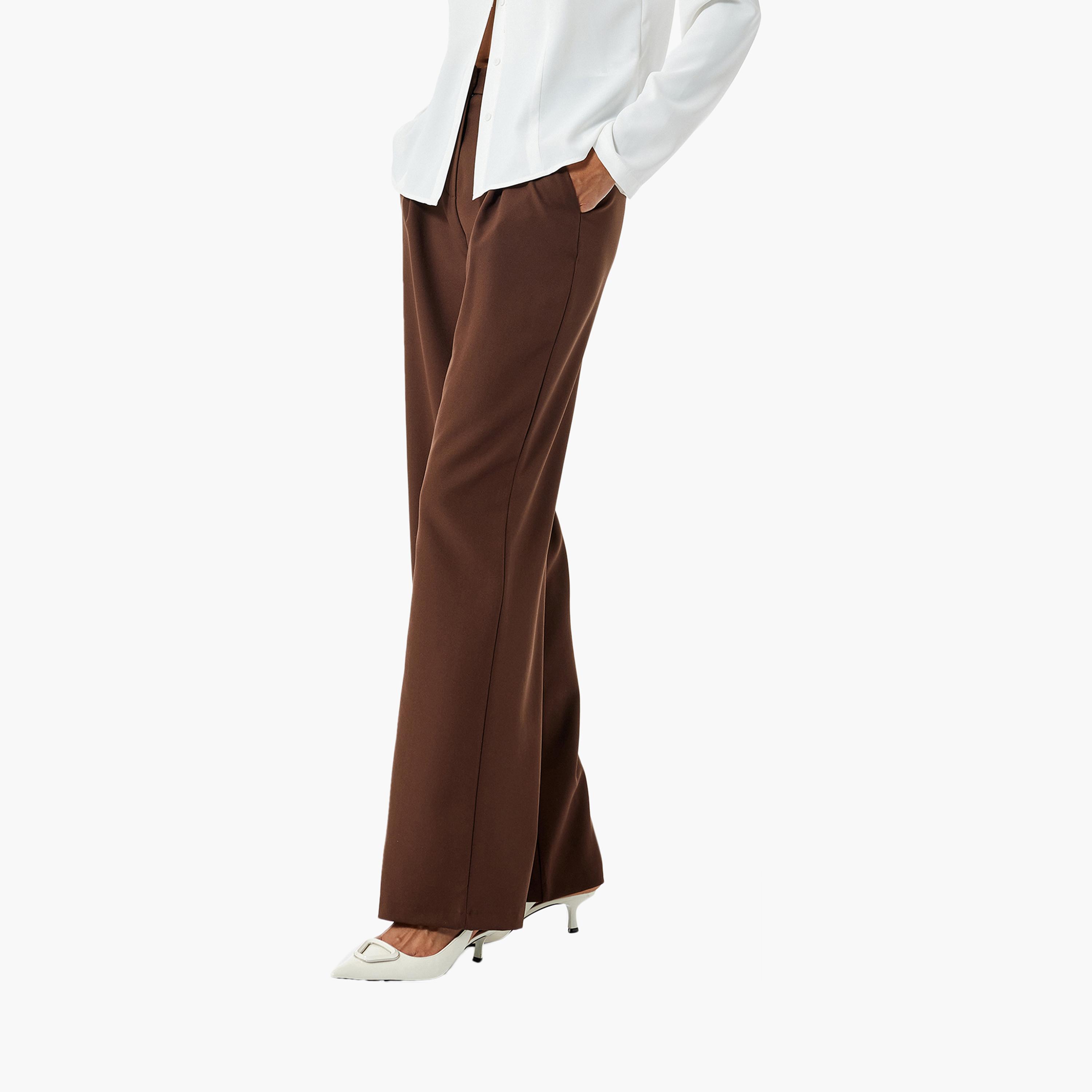 KOTON Brown Hook and Bar Women's Trousers-women-clothing-bottoms-trousers-image-1