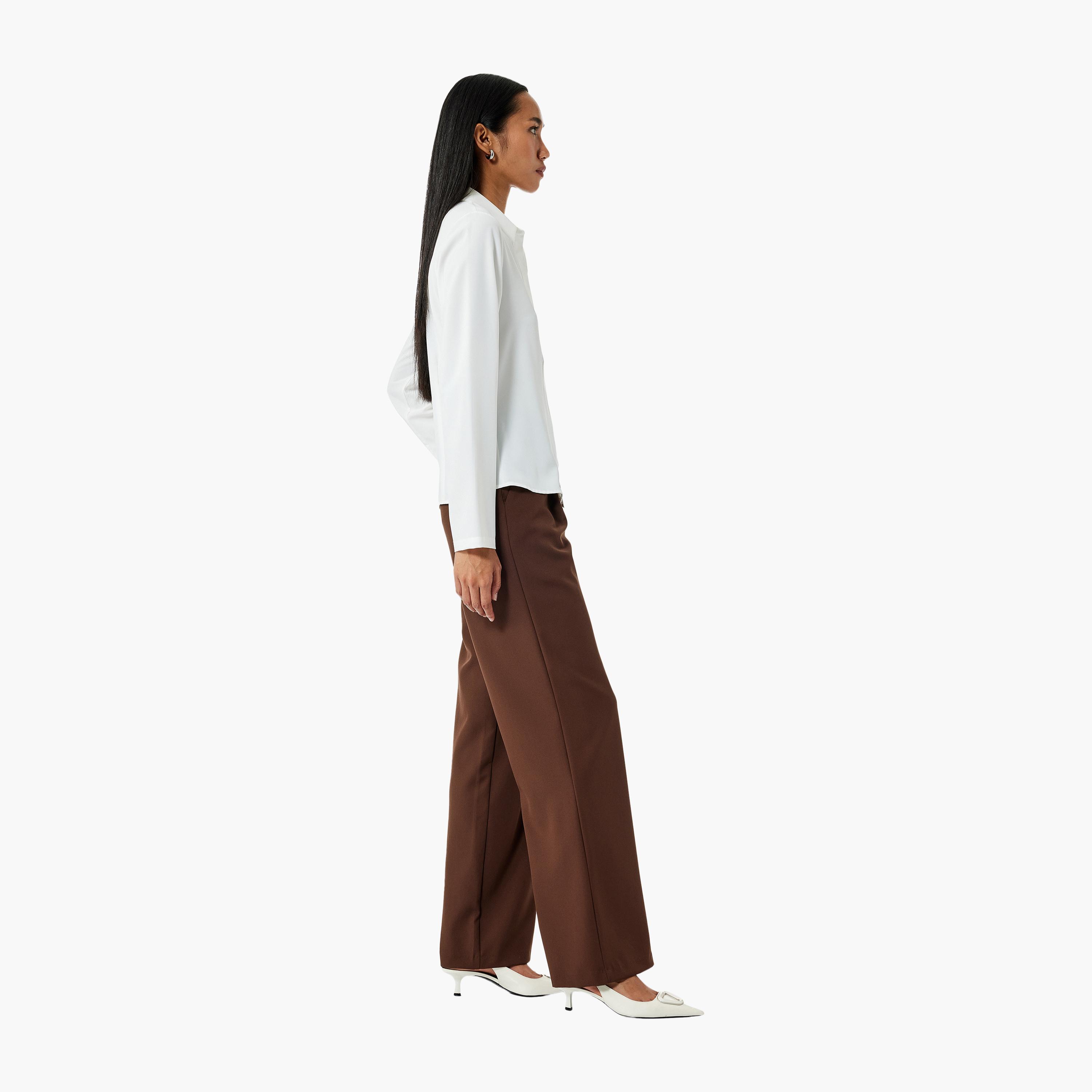 KOTON Brown Hook and Bar Women's Trousers-women-clothing-bottoms-trousers-image-2