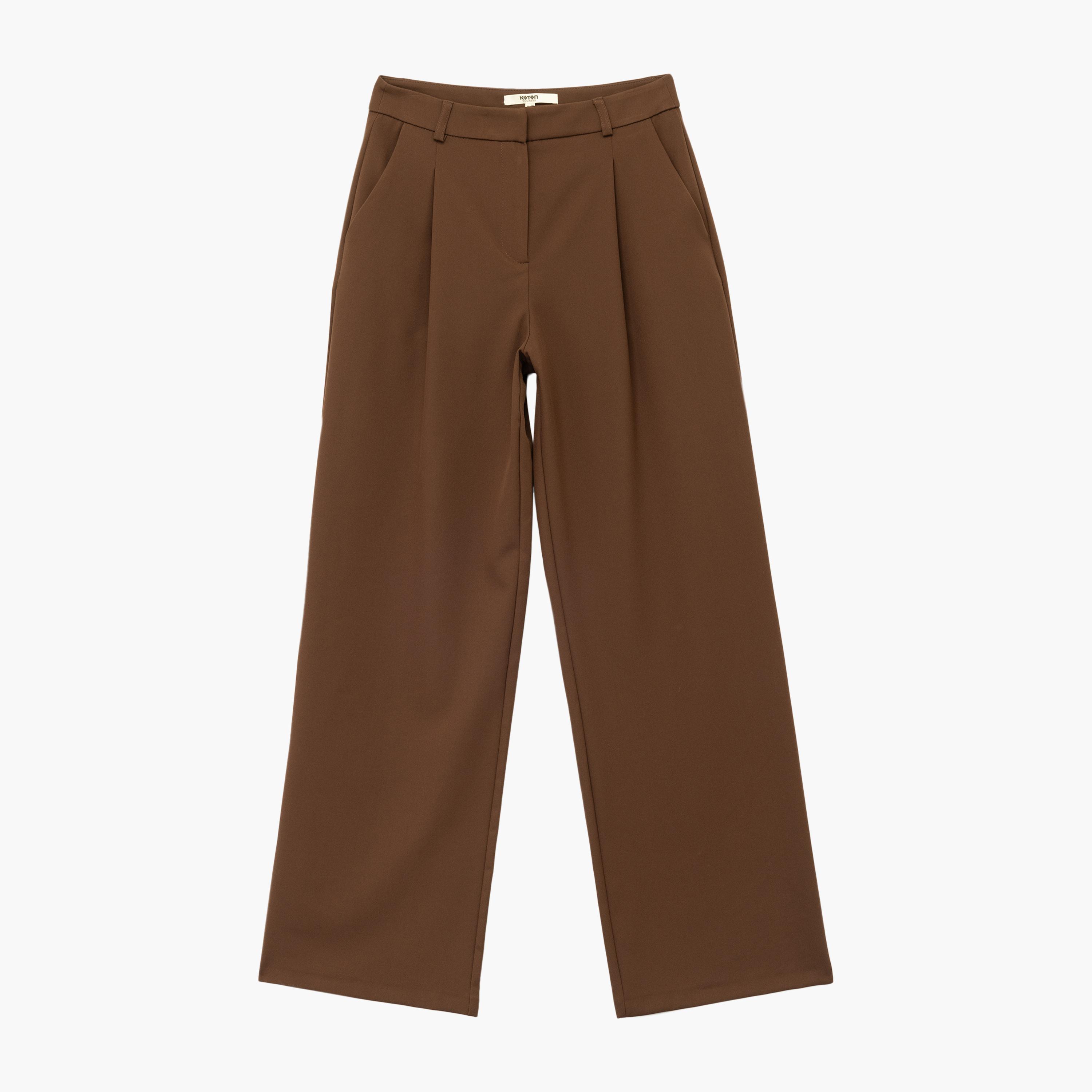 KOTON Brown Hook and Bar Women's Trousers-women-clothing-bottoms-trousers-image-3