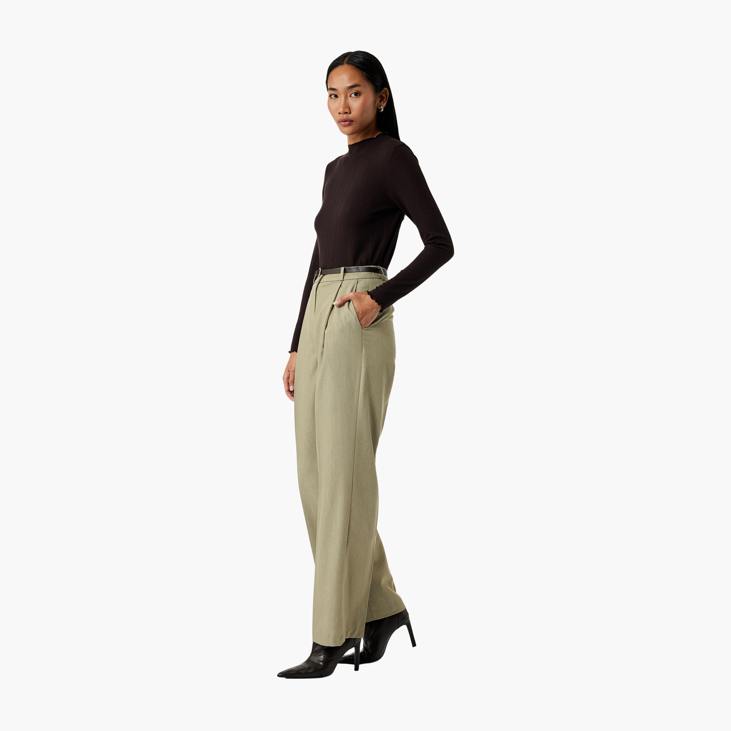 KOTON Green Hook and Bar Women's Trousers-women-clothing-bottoms-trousers-image-2