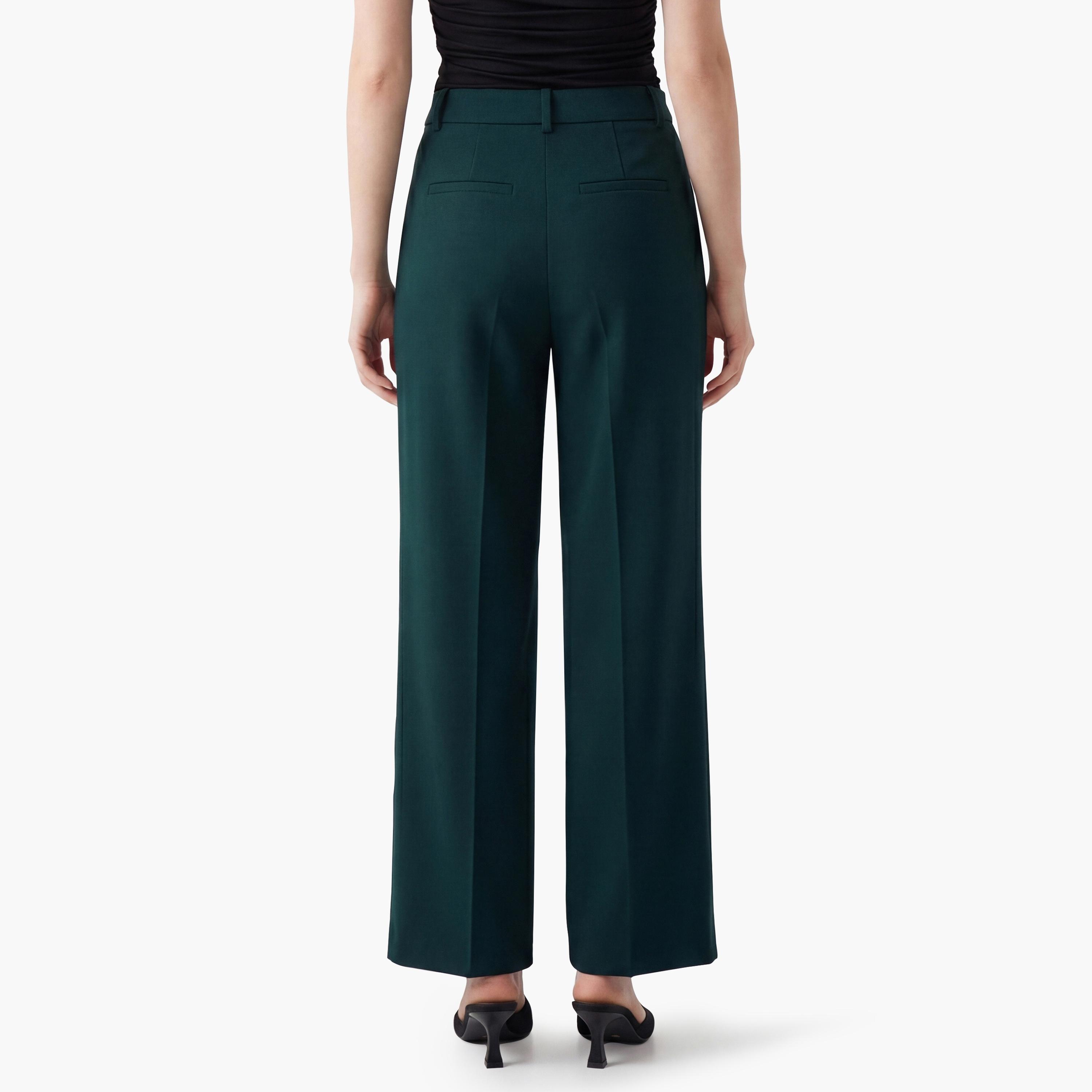 KOTON Green Zip Fly Straight Women's Trousers-women-clothing-bottoms-trousers-image-4