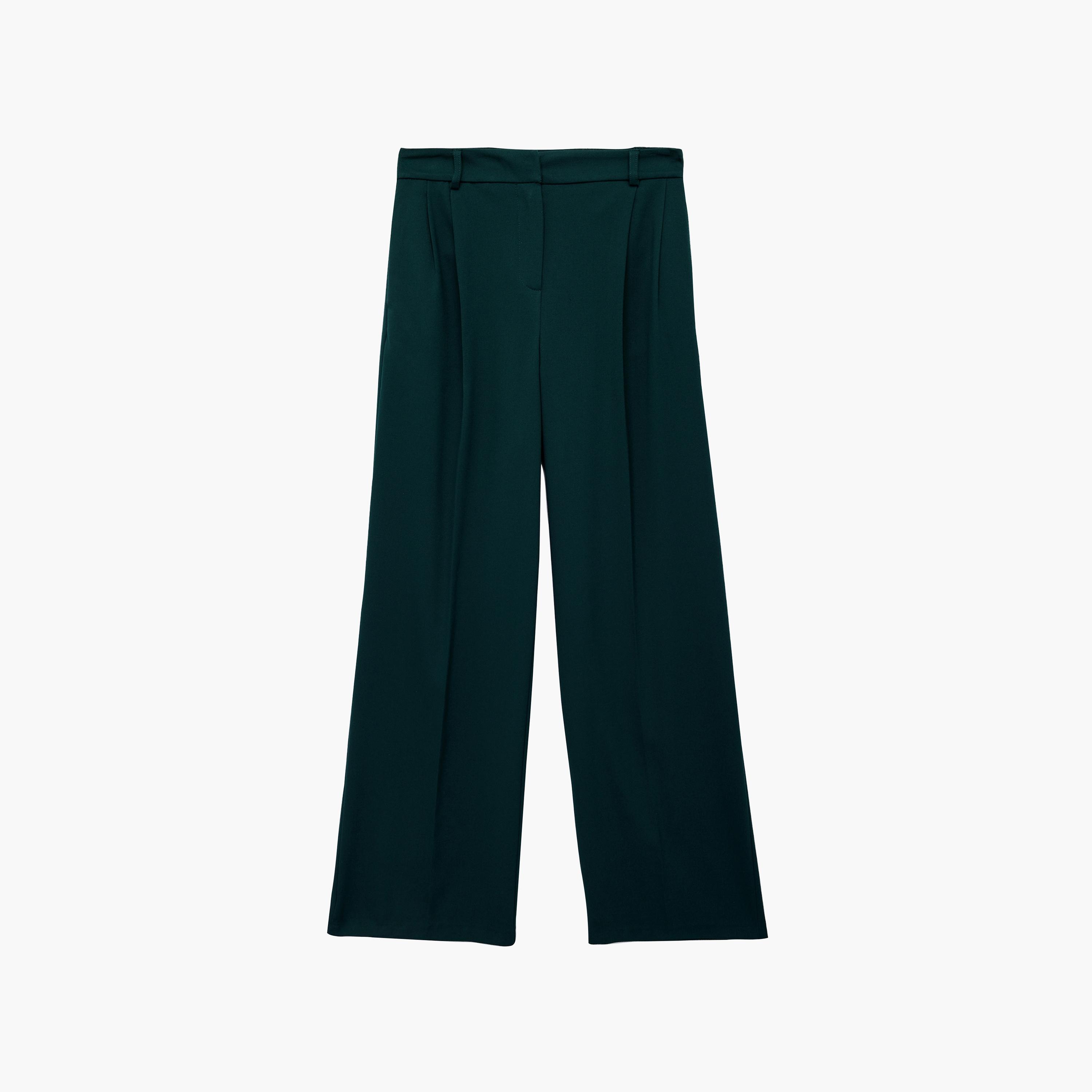 KOTON Green Zip Fly Straight Women's Trousers-women-clothing-bottoms-trousers-image-6