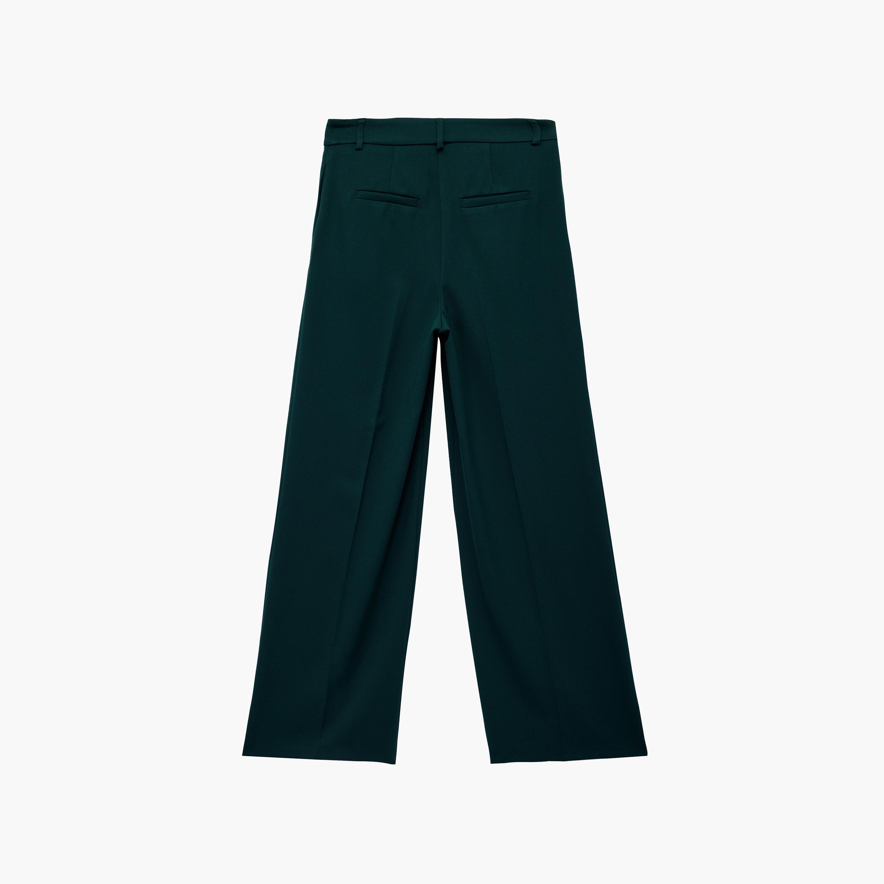 بنطال نسائي بقصة مستقيمة وسحاب بلون أخضر من كوتون-women-clothing-bottoms-trousers-image-7