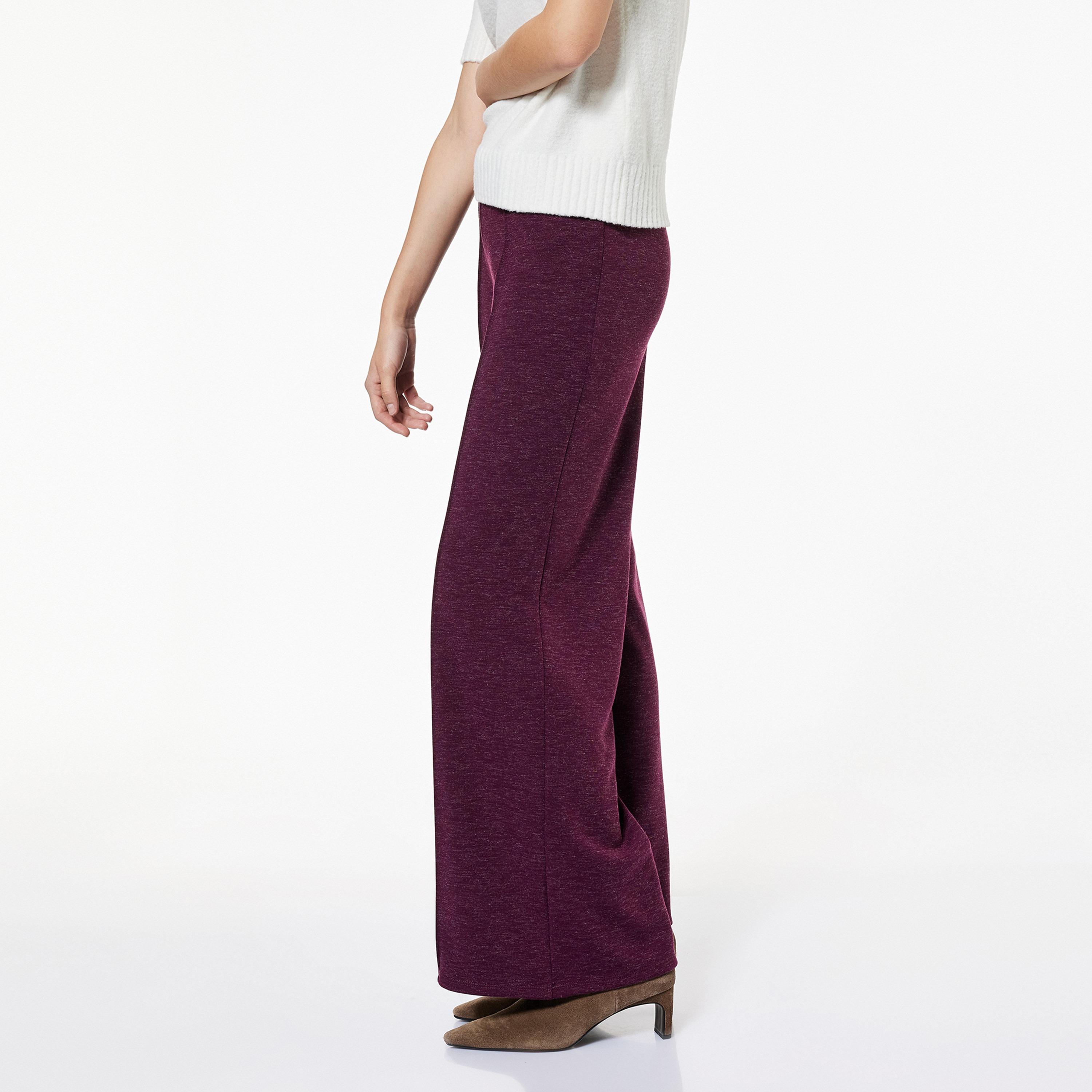 KOTON Burgundy Heathered Wide Leg Women's Trousers-women-clothing-bottoms-trousers-image-3