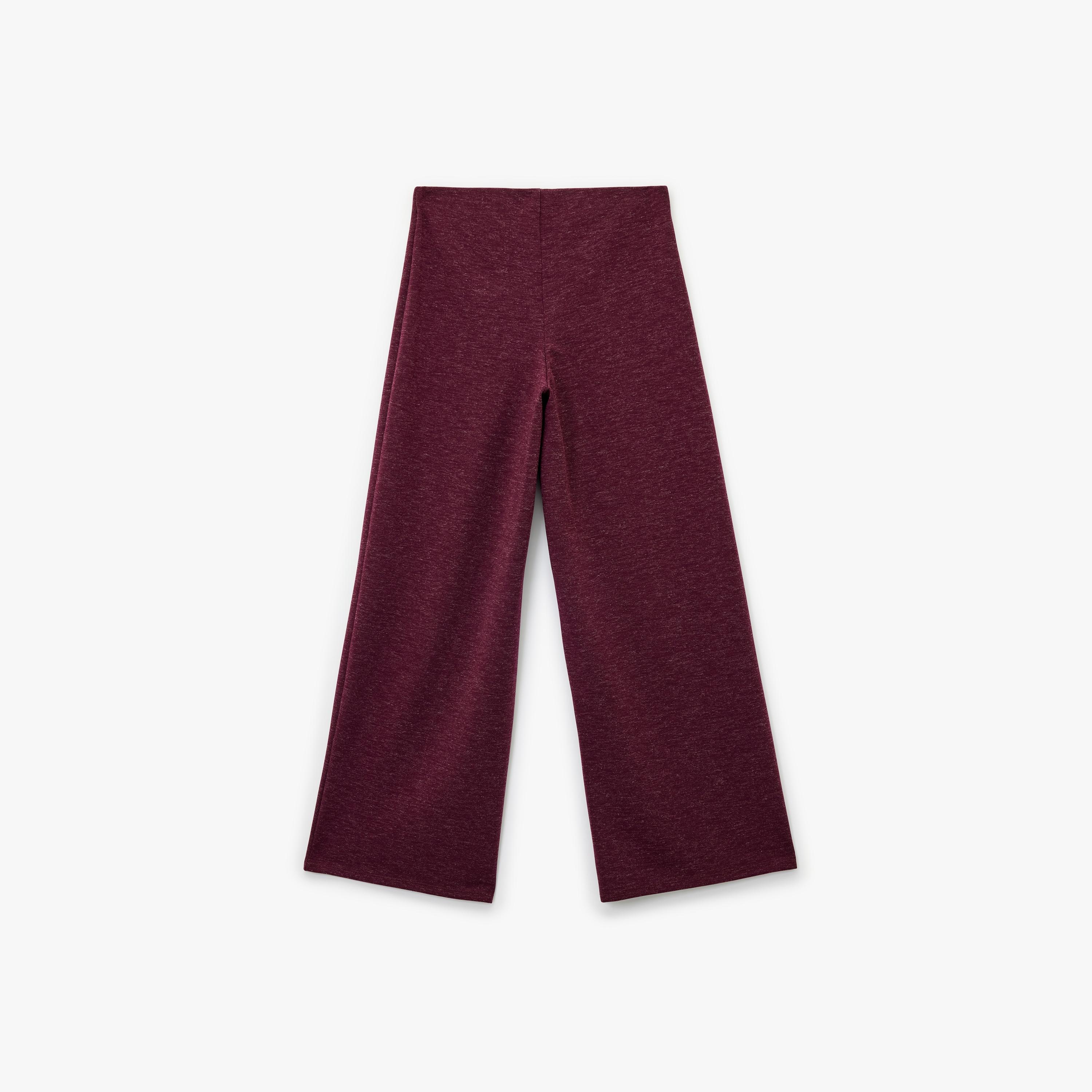 KOTON Burgundy Heathered Wide Leg Women's Trousers-women-clothing-bottoms-trousers-image-5