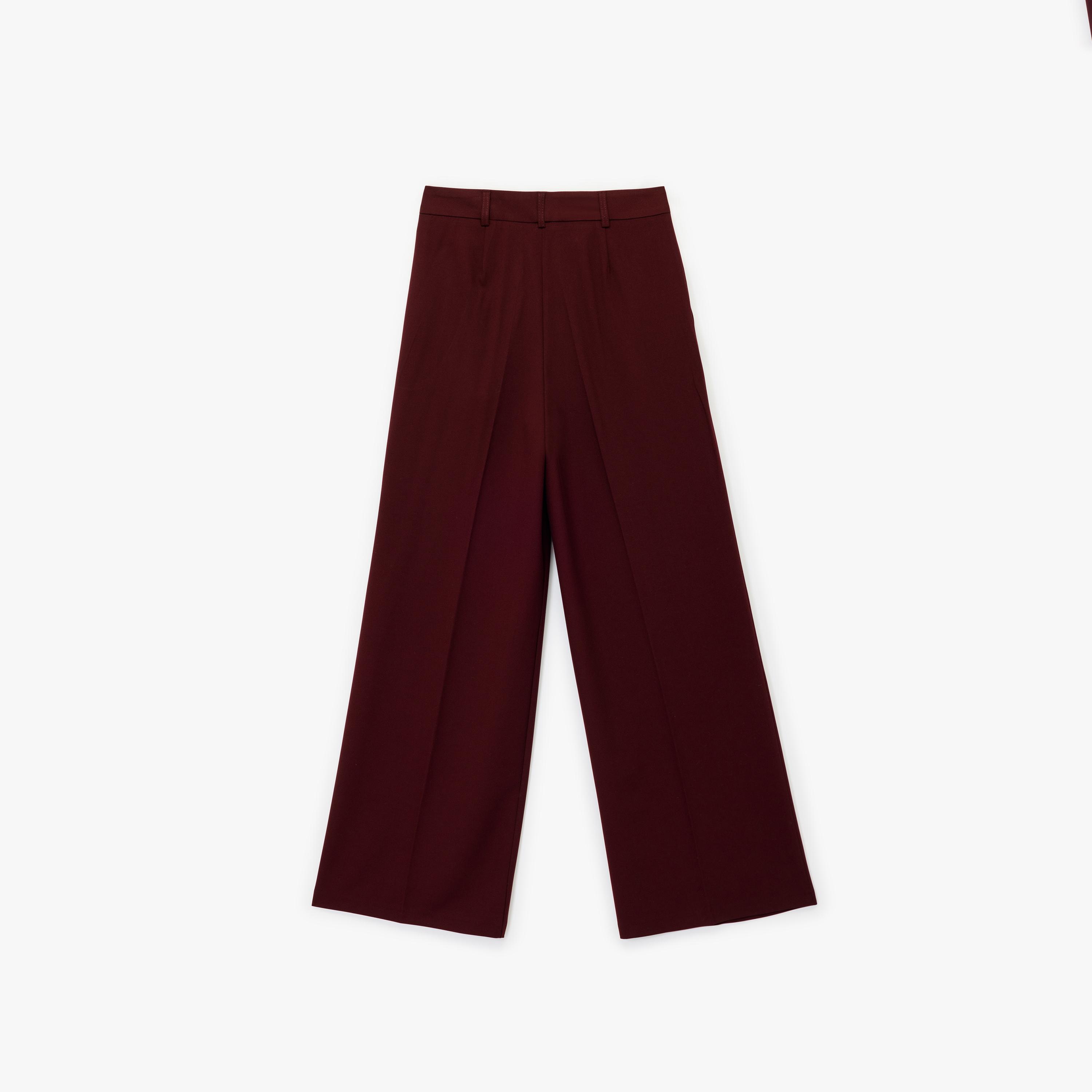 بنطال نسائي بقصة أرجل واسعة وسحاب بلون بورغندي من كوتون-women-clothing-bottoms-trousers-image-5
