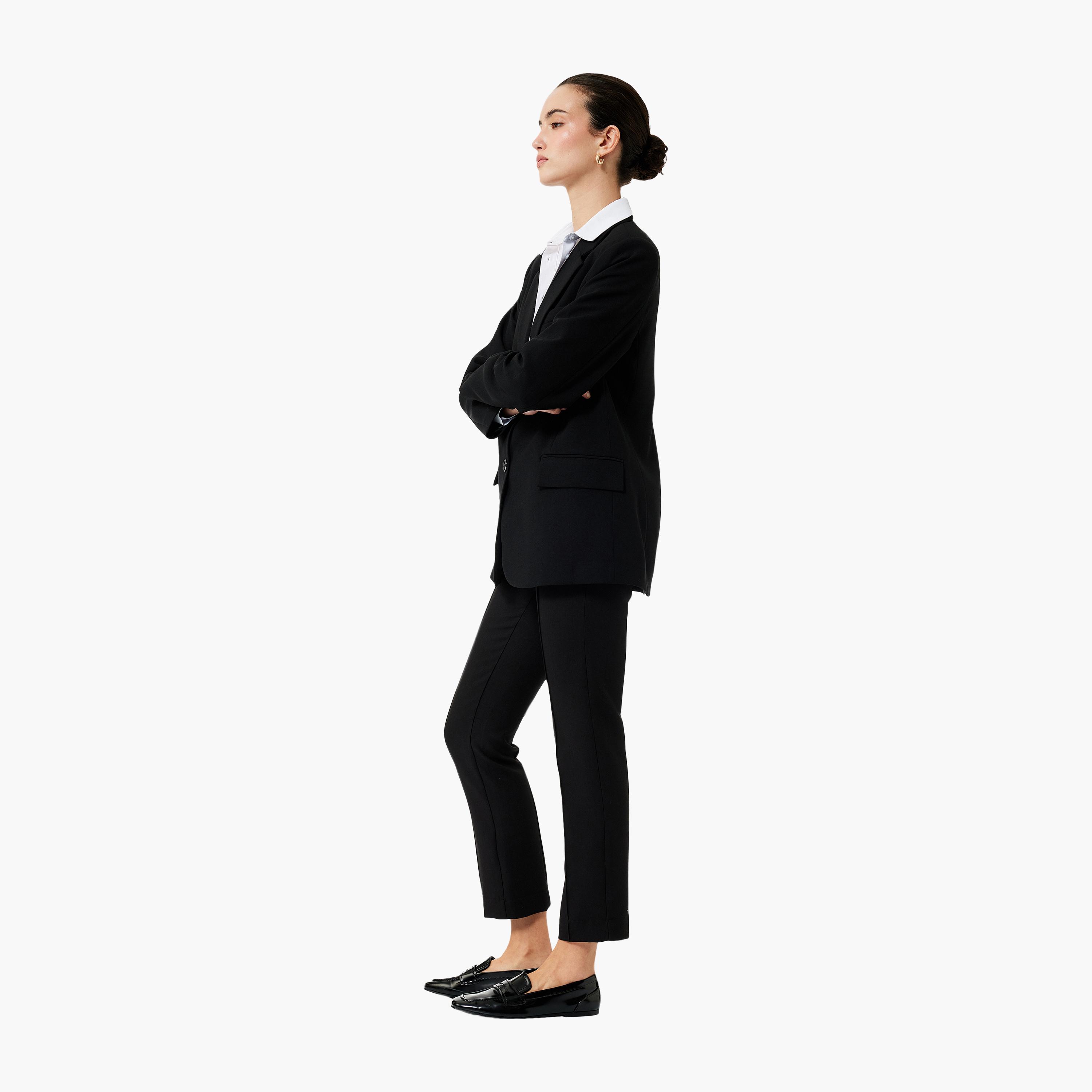 KOTON Black Hook and Bar Women's Trousers-women-clothing-bottoms-trousers-image-2