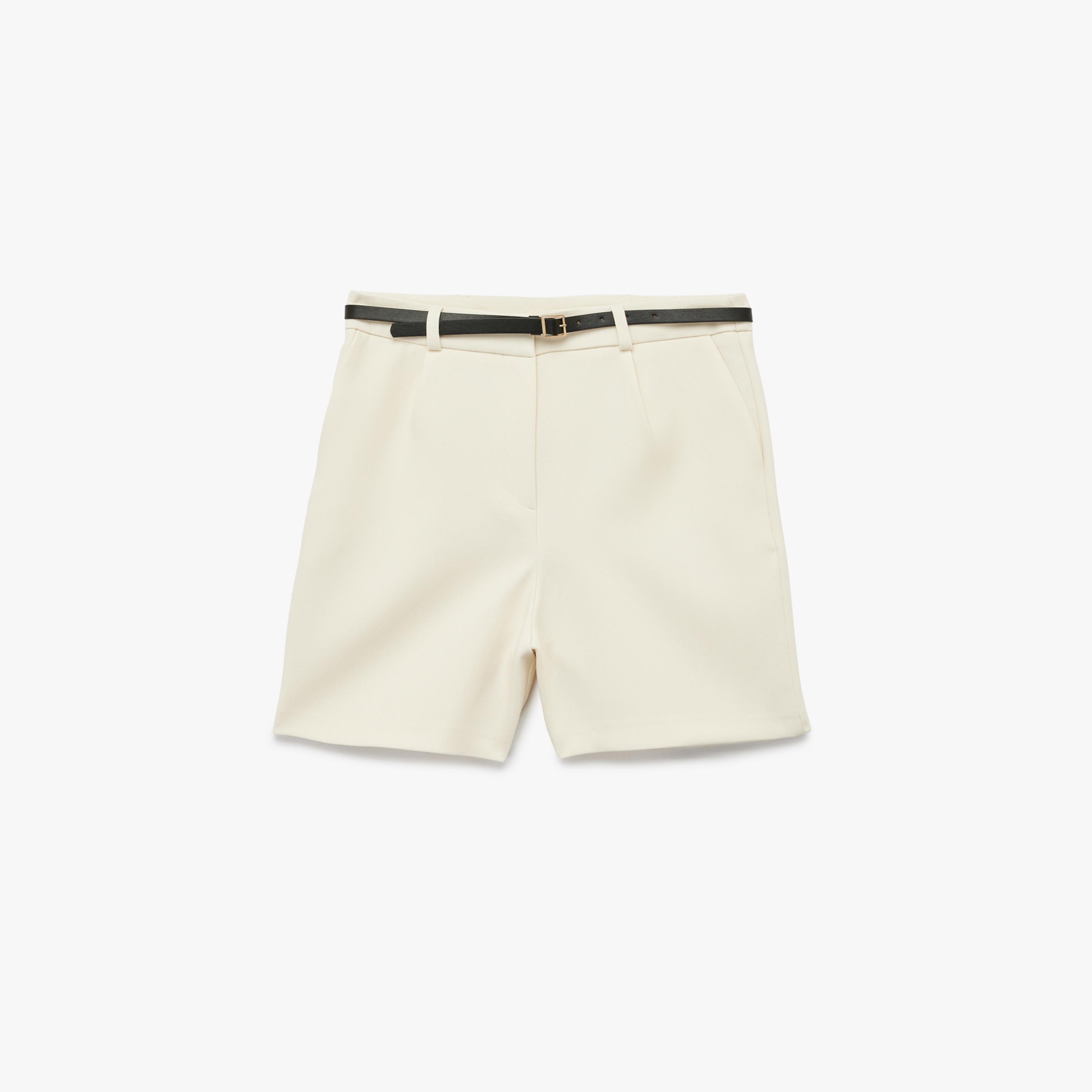 KOTON Plus Beige Zip Fly Women's Shorts-women-clothing-bottoms-shorts-image-4