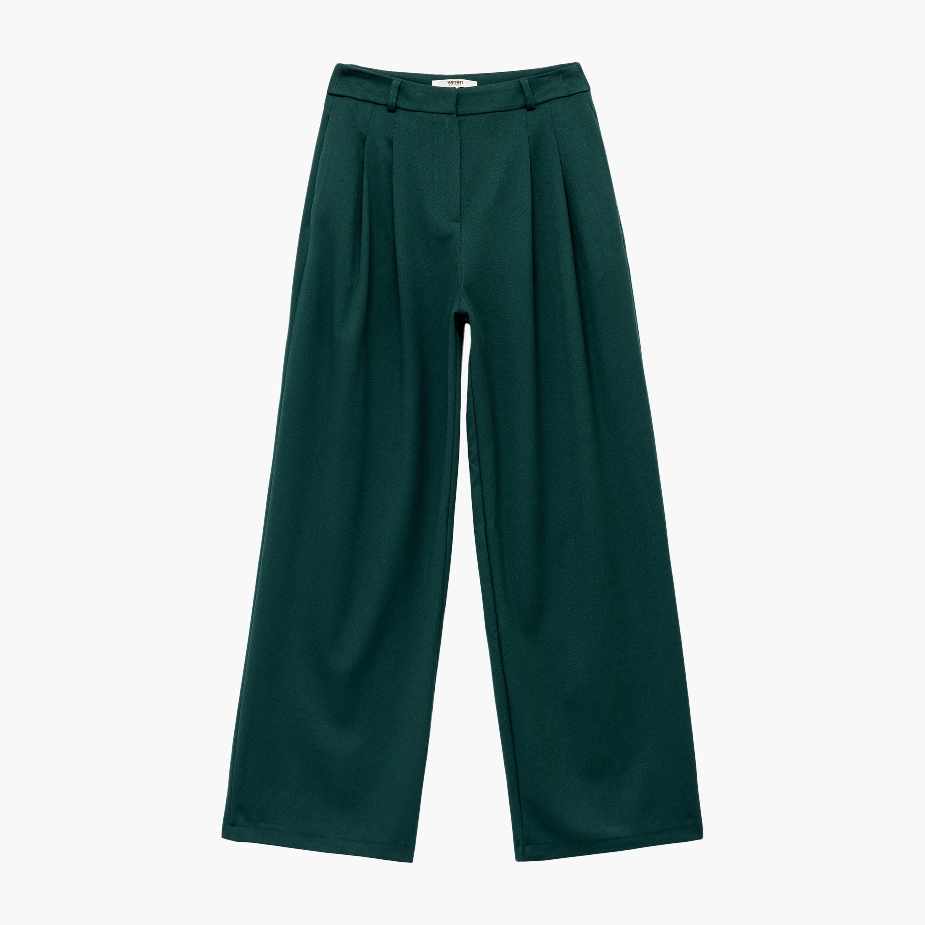 KOTON Green Hook and Bar Women's Trousers-women-clothing-bottoms-trousers-image-3