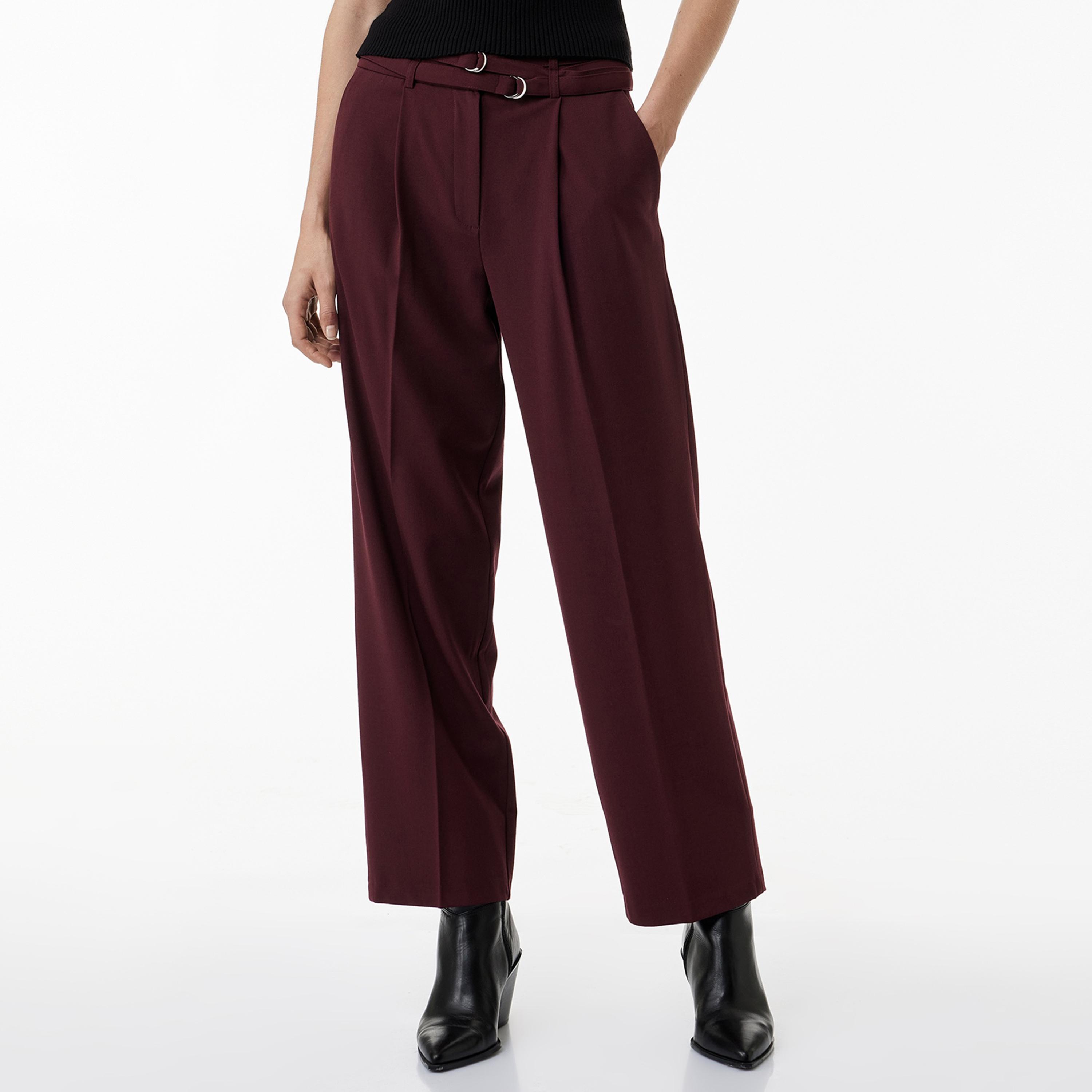 KOTON Burgundy Wide Leg Women's Trousers-women-clothing-trousers-image-1