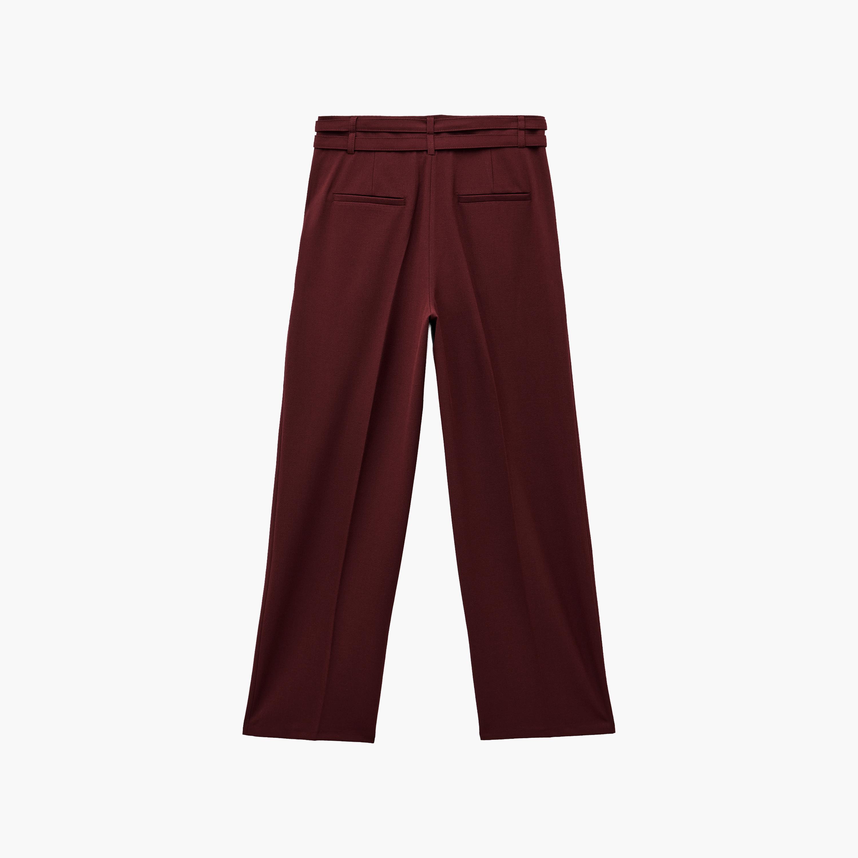 KOTON Burgundy Wide Leg Women's Trousers-women-clothing-trousers-image-5