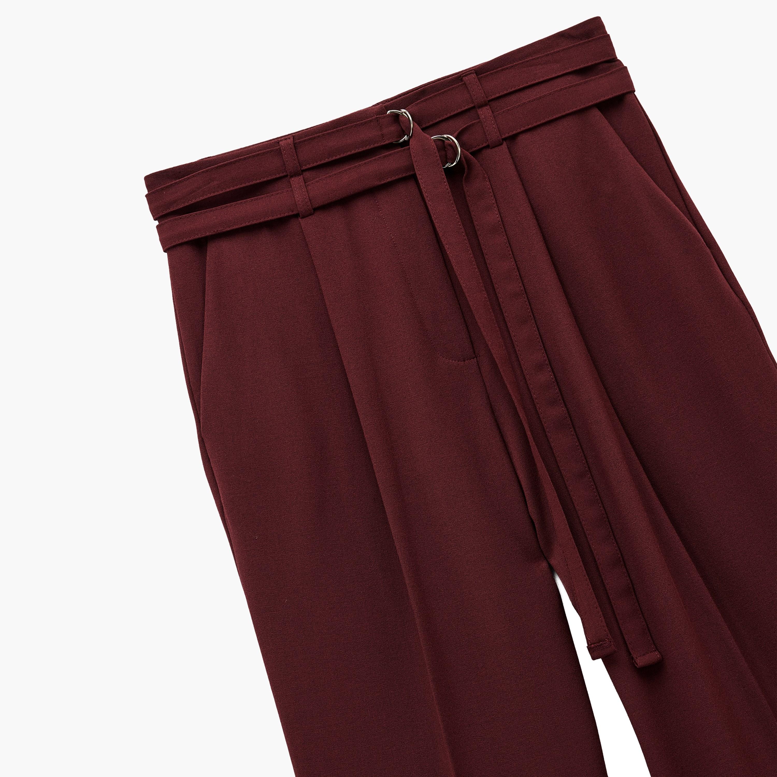 KOTON Burgundy Wide Leg Women's Trousers-women-clothing-trousers-image-6
