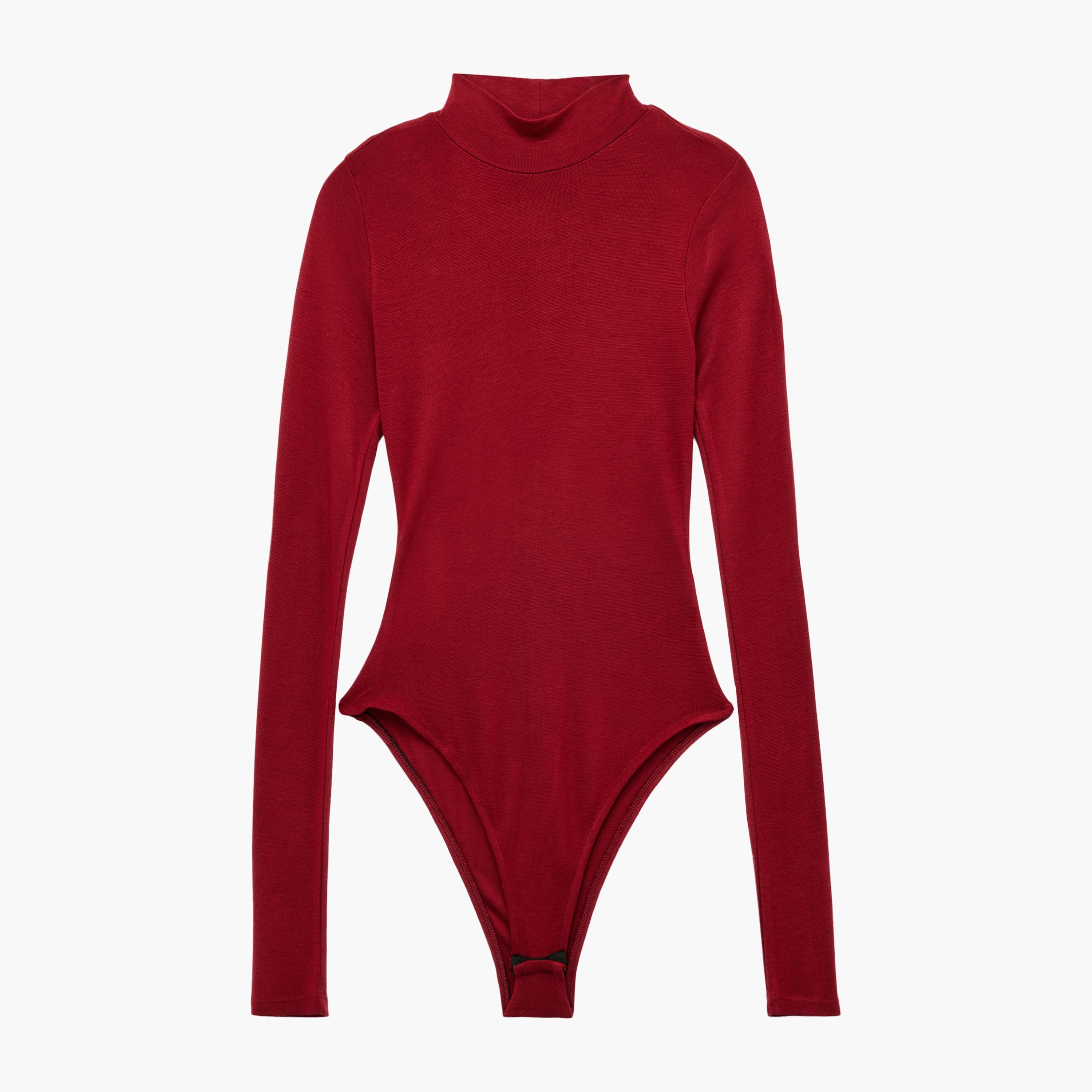 KOTON Red Mock Neck Women's Bodysuit-women-clothing-shirtsandblouses-blouses-image-4