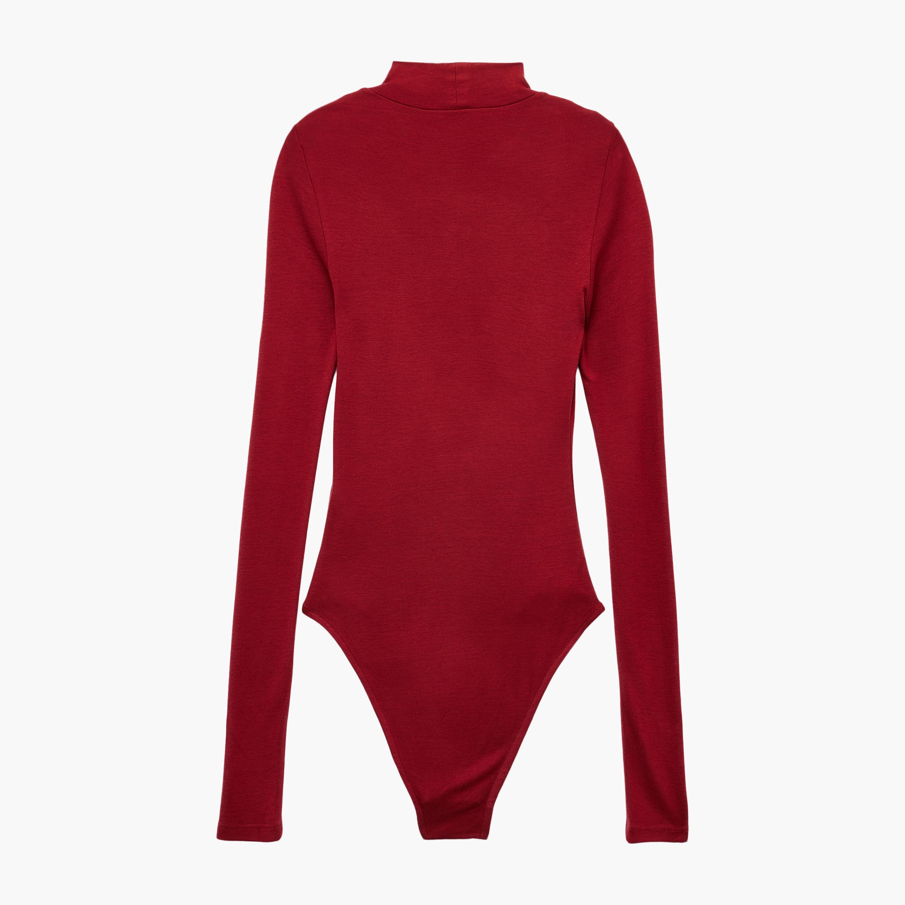 KOTON Red Mock Neck Women's Bodysuit-women-clothing-shirtsandblouses-blouses-image-5