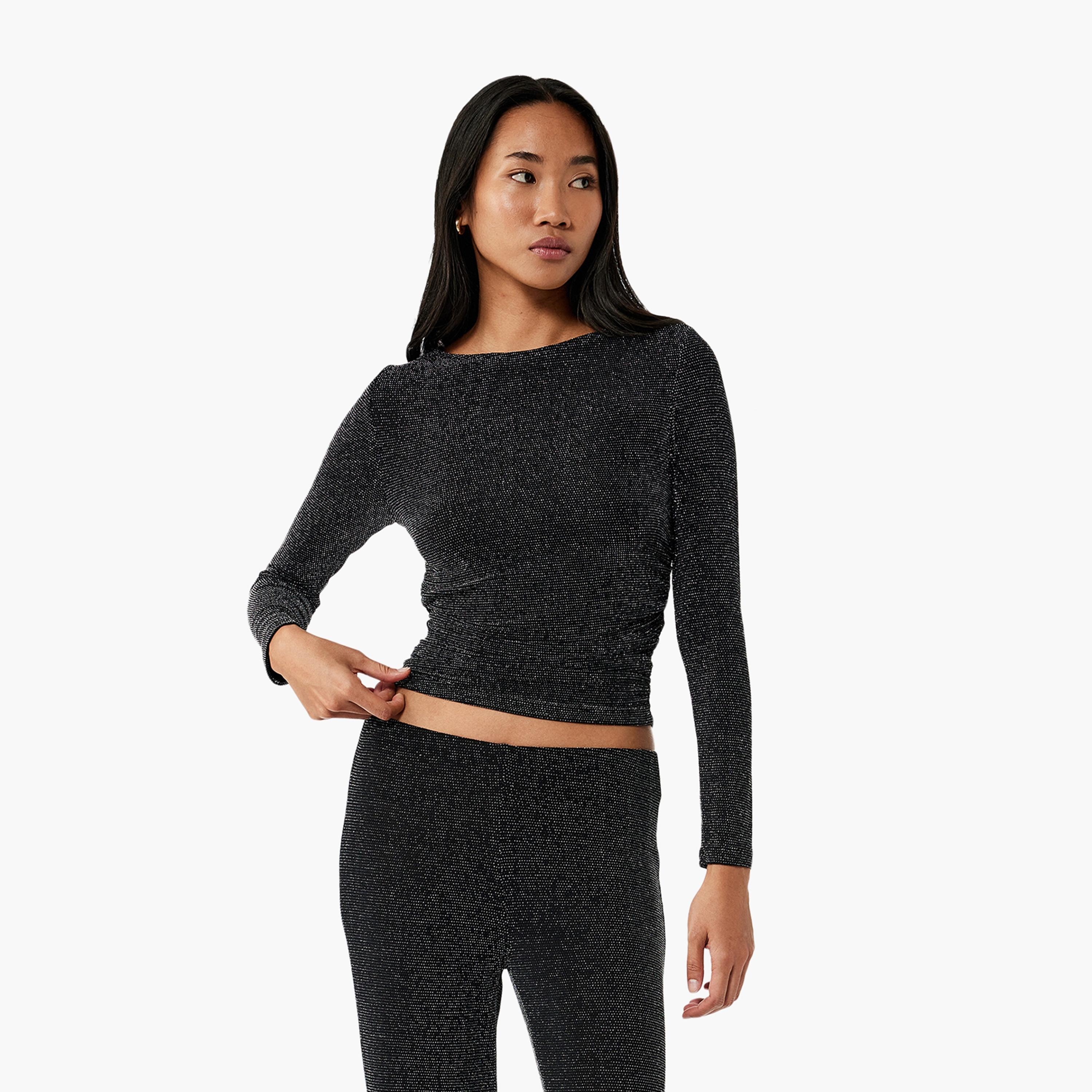 KOTON Black Glitter Women's Top-women-clothing-shirtsandblouses-blouses-image-1