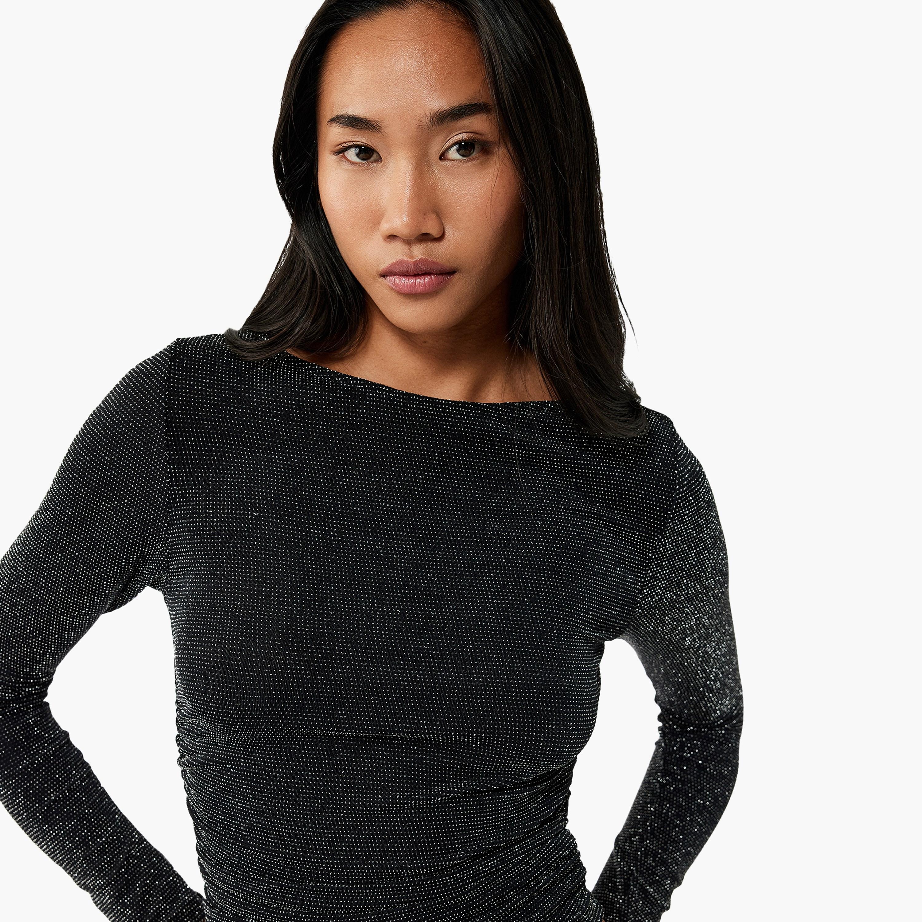 KOTON Black Glitter Women's Top-women-clothing-shirtsandblouses-blouses-image-3