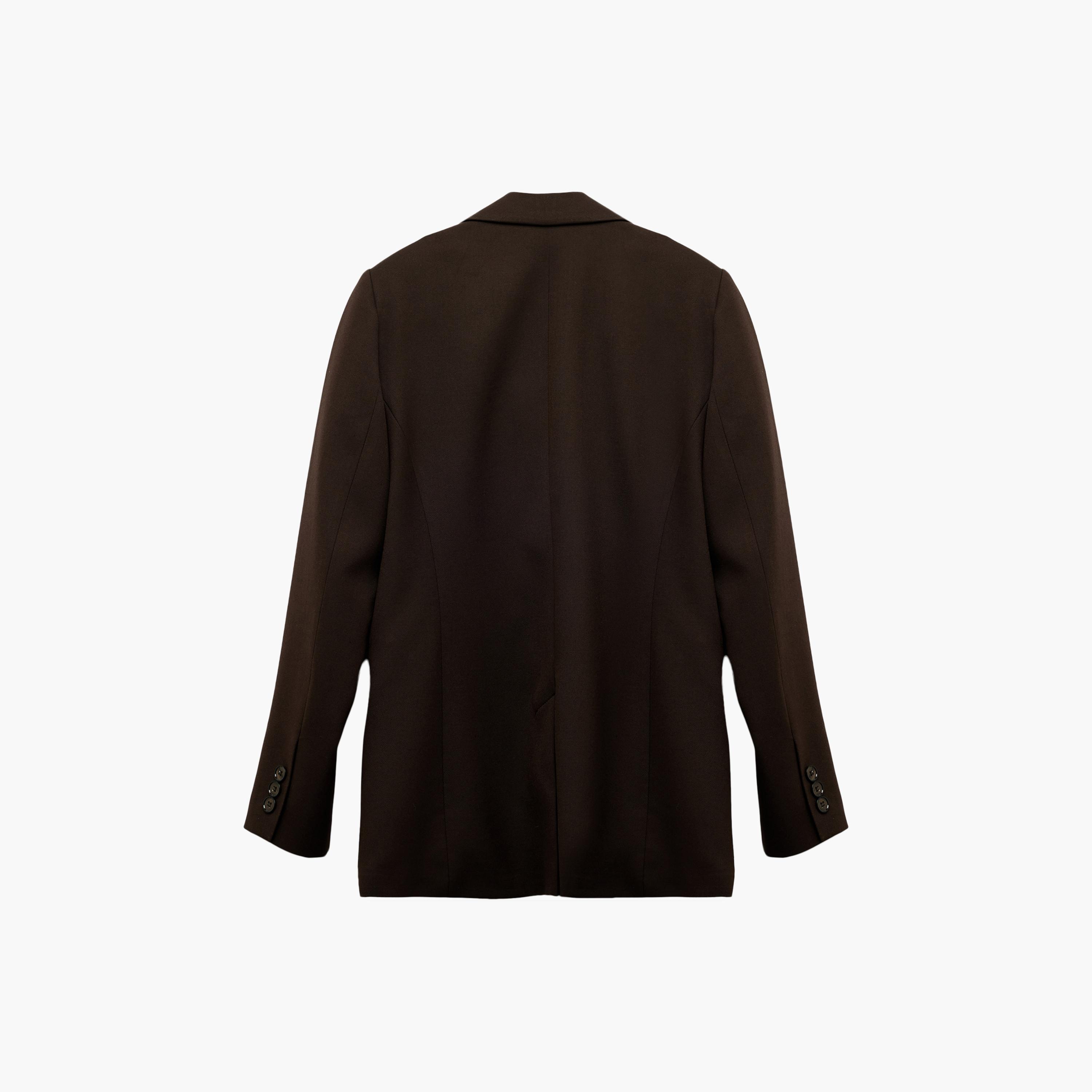 KOTON Brown Lapel Collar Women's Double Breasted Blazer-women-clothing-coatsandjackets-blazers-image-4