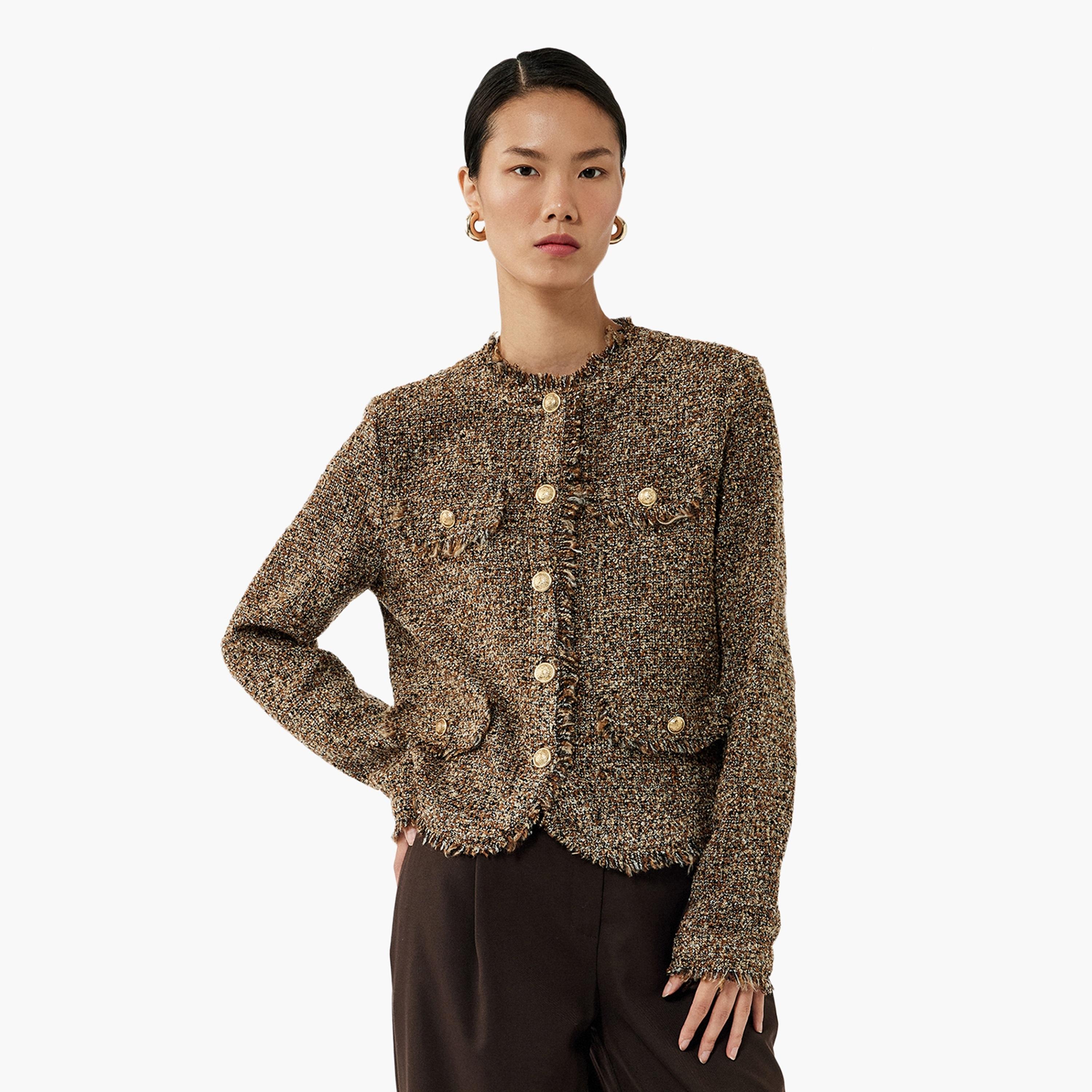 KOTON Brown Tweed Women's Coat-women-winterwear-coatsandjackets-coats-image-1