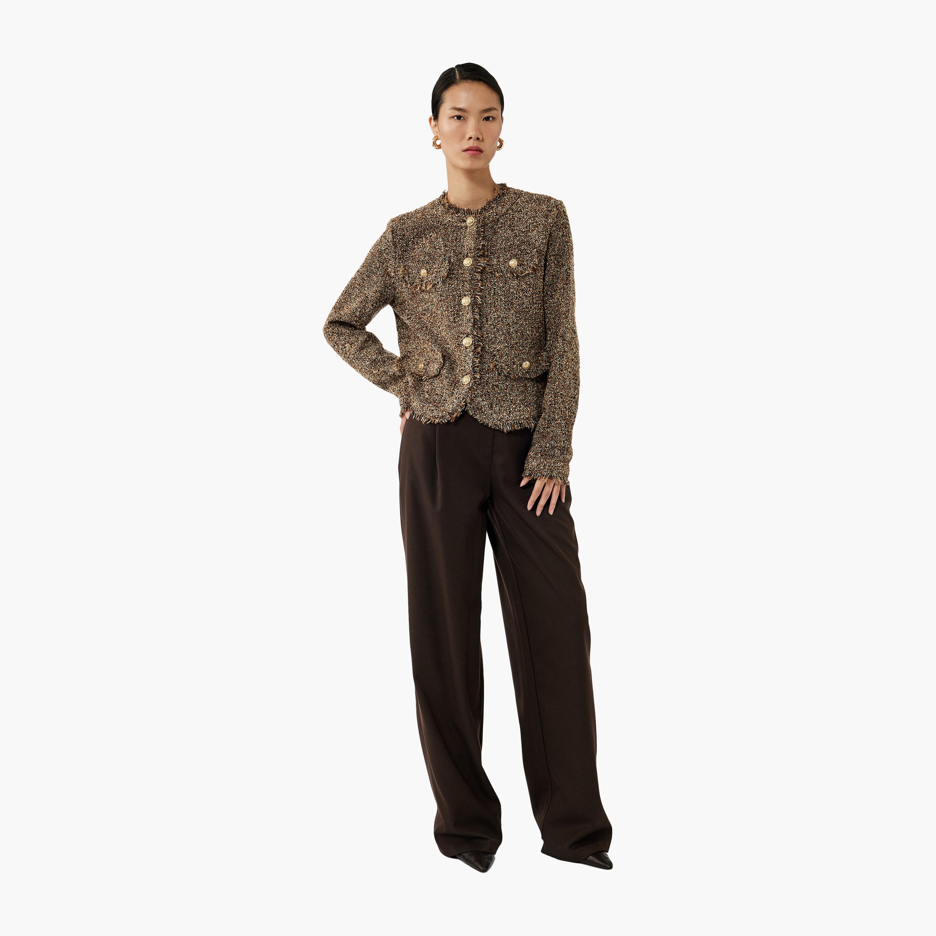 KOTON Brown Tweed Women's Coat-women-winterwear-coatsandjackets-coats-image-2