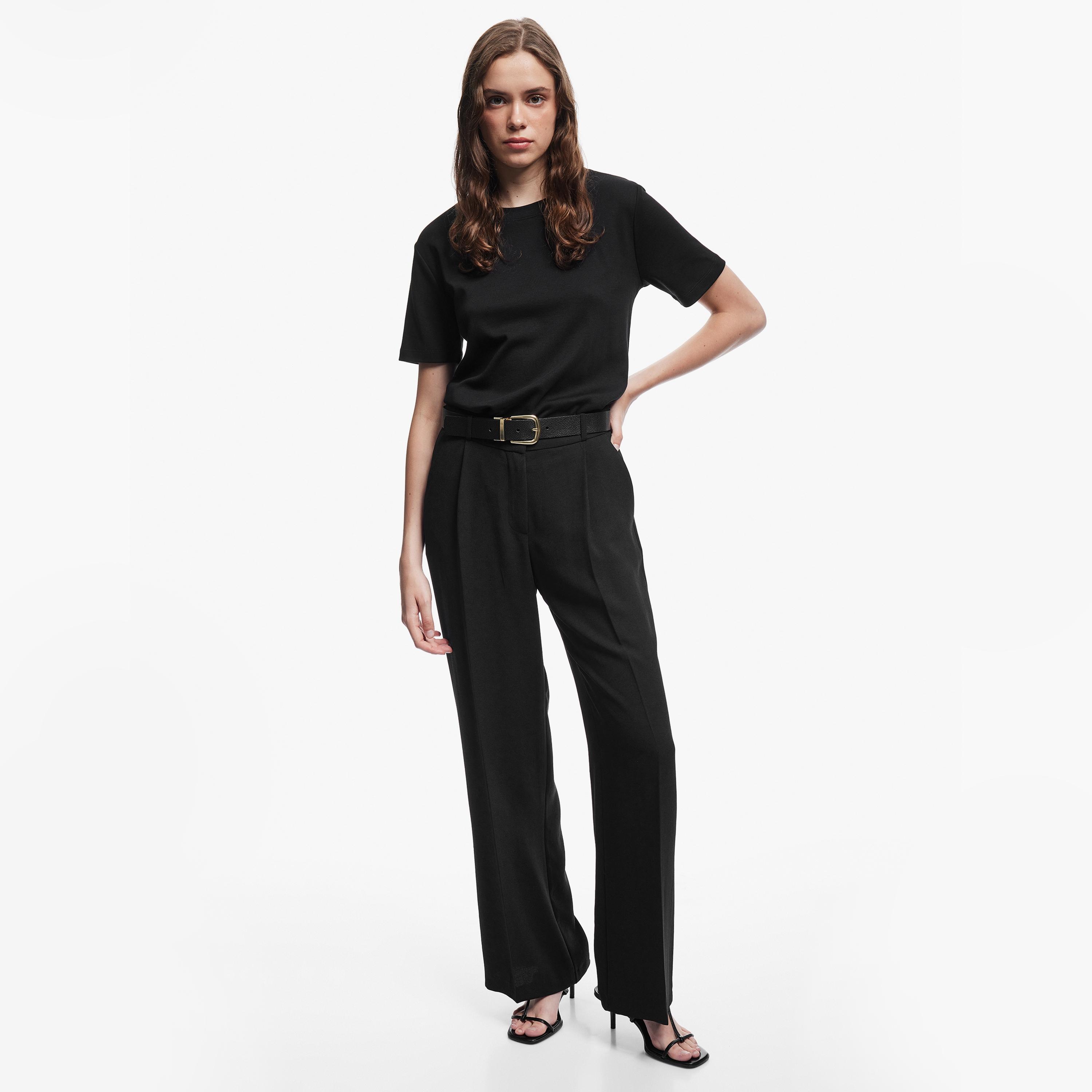 KOTON Black Cotton Women's T-Shirt-women-clothing-tshirts-image-2