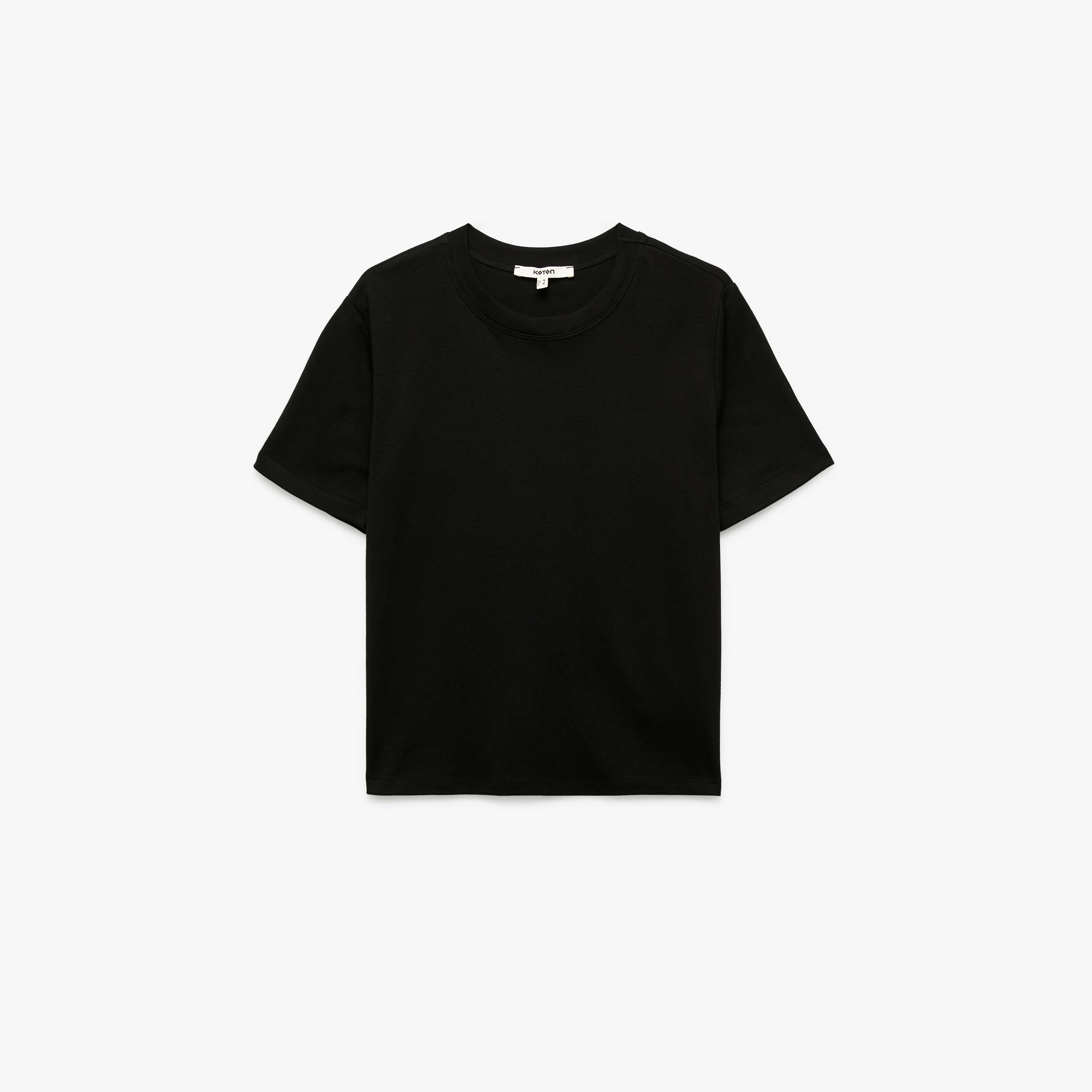تيشيرت قطني نسائي بلون أسود من كوتون-women-clothing-tshirts-image-4